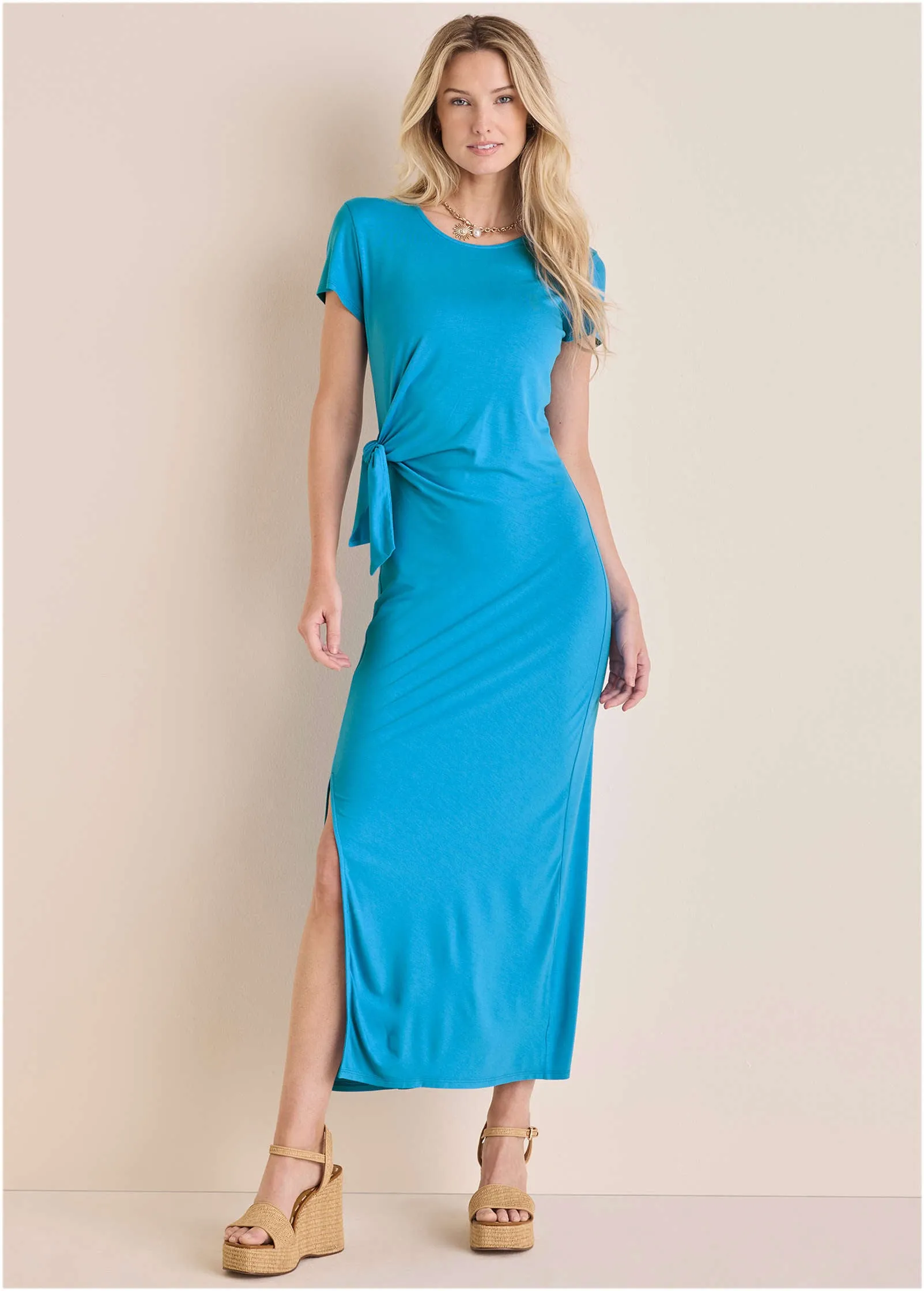 Tie Side Maxi Dress - Blue sold by VENUS