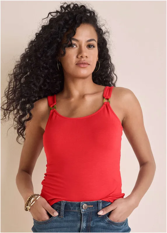 Trim Detail Tank  - Rococco Red sold by VENUS