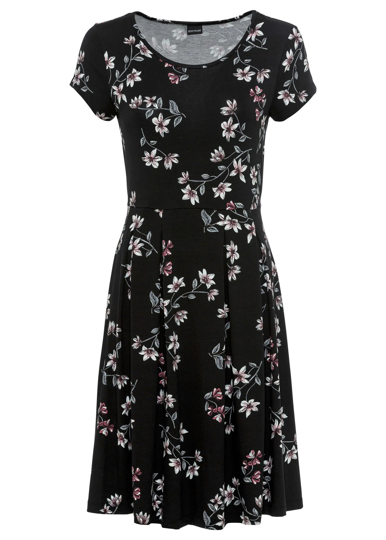 Pleated Mini Dress - Black Floral sold by VENUS product image thumbnail 3