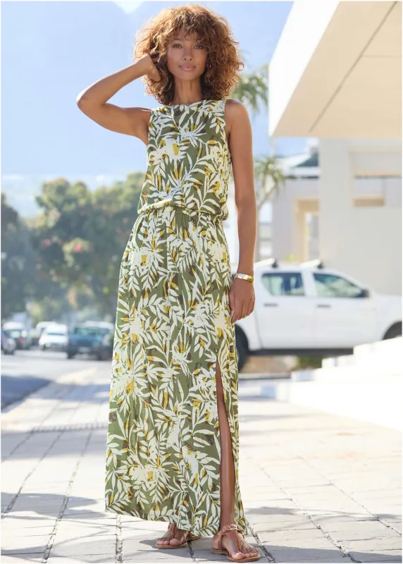 Sleeveless Floral Maxi Dres - Green Multi sold by VENUS