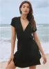Short Sleeve Cover-Up Dress - Black sold by VENUS