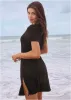 Short Sleeve Cover-Up Dress - Black sold by VENUS