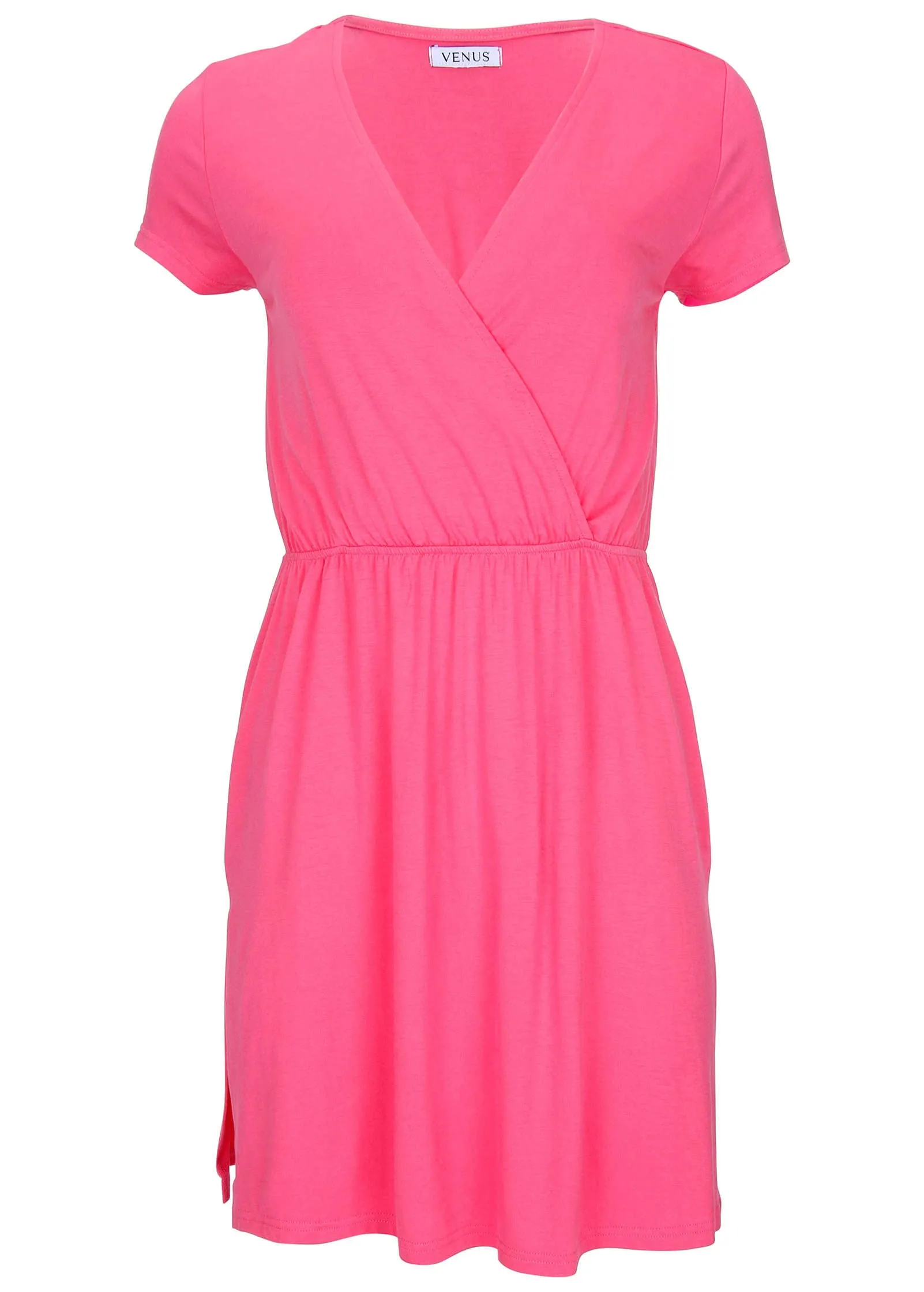 Short Sleeve Cover-Up Dress - Bright Pink sold by VENUS product image thumbnail 3
