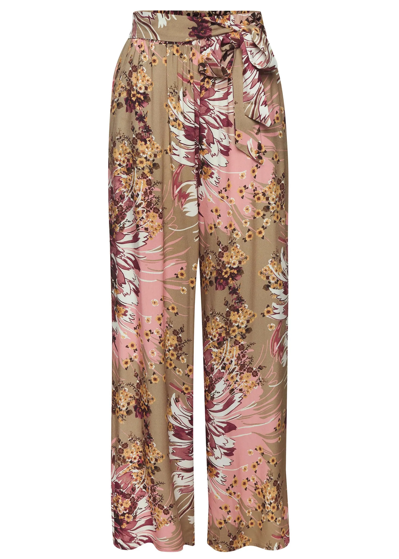 Tie Detail Printed Pants - Taupe Multi sold by VENUS product image thumbnail 2