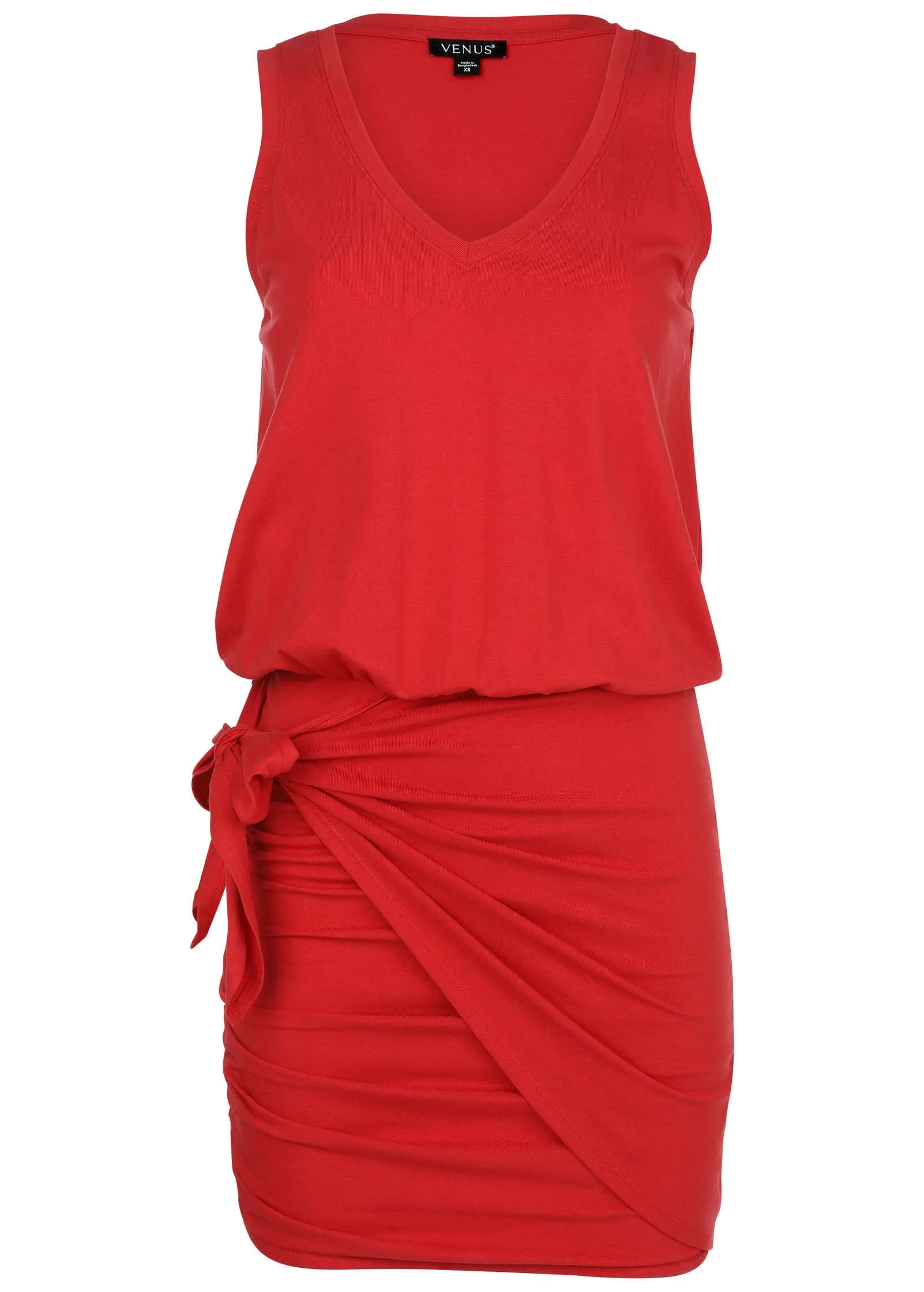 V-Neck Side Wrap Mini Dress - Rococco Red sold by VENUS product image thumbnail 4