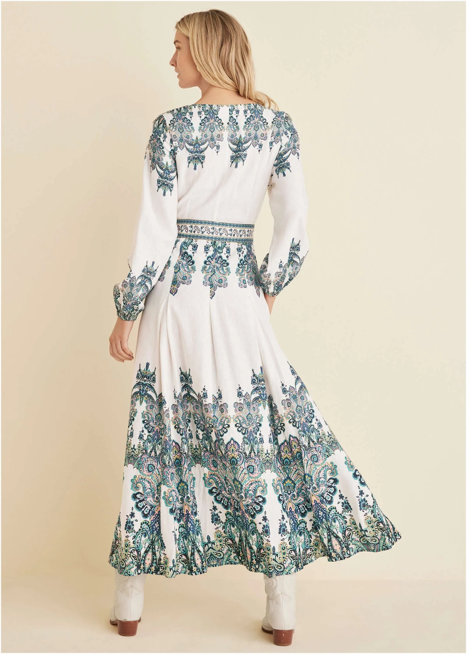 Tie-Waist Maxi Dress - White Multi sold by VENUS product image thumbnail 3