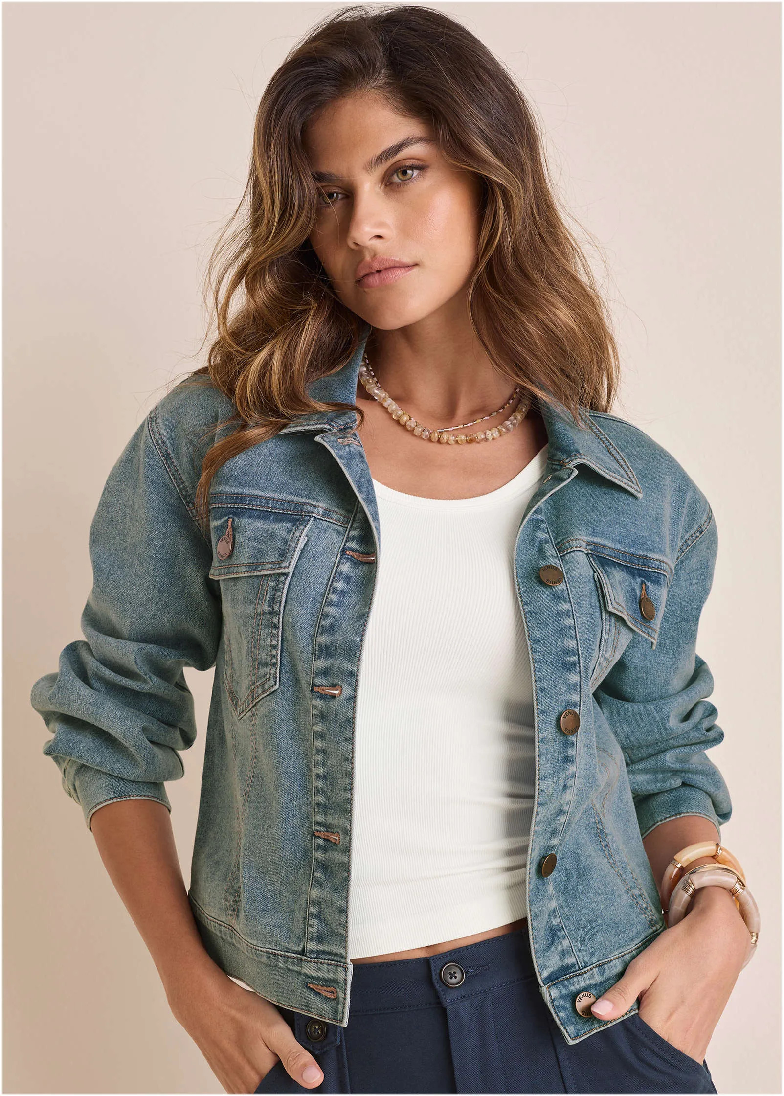 Core Denim Jacket - Light Wash sold by VENUS