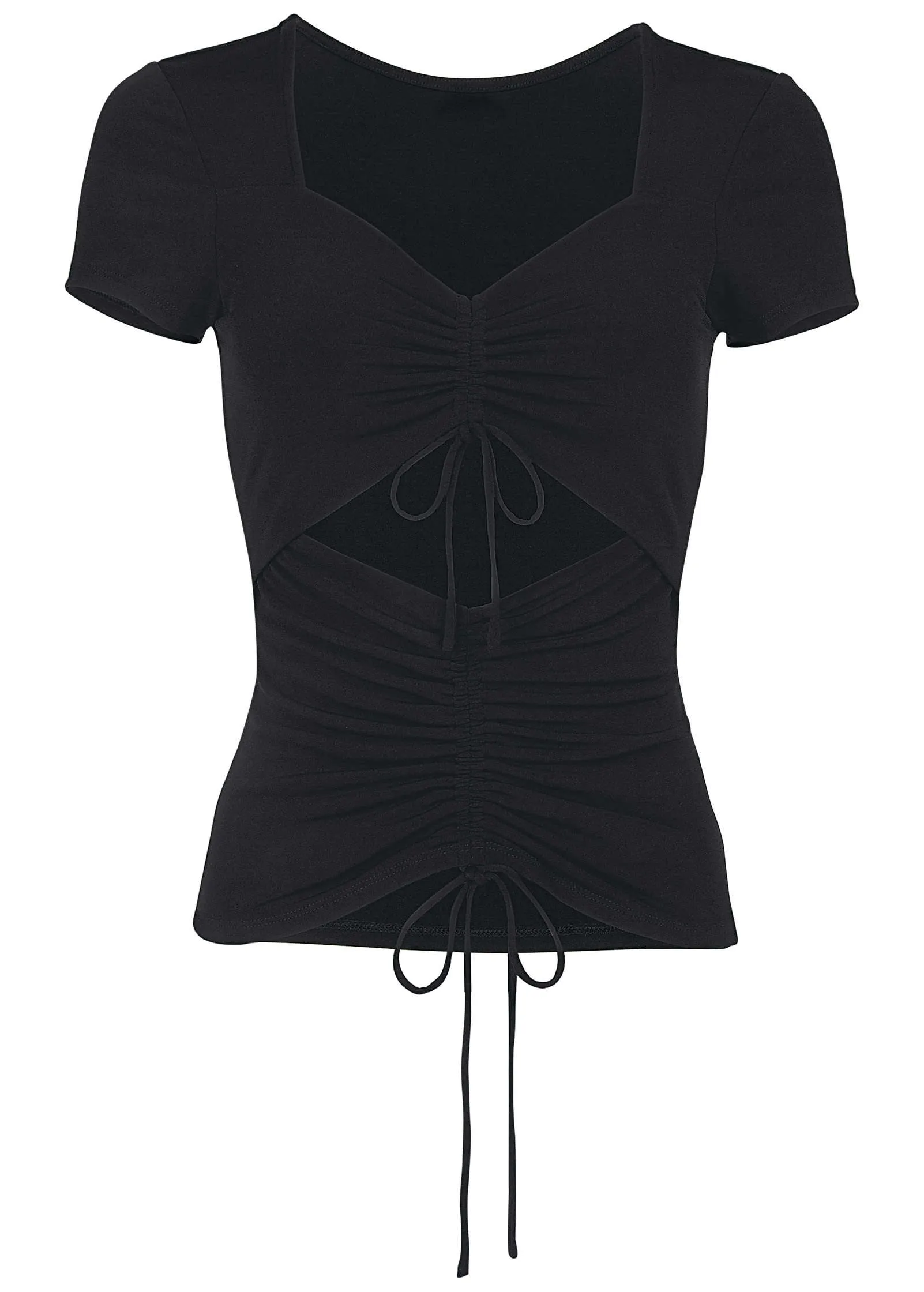 Ruched Tie-Front Top - Black sold by VENUS product image thumbnail 5