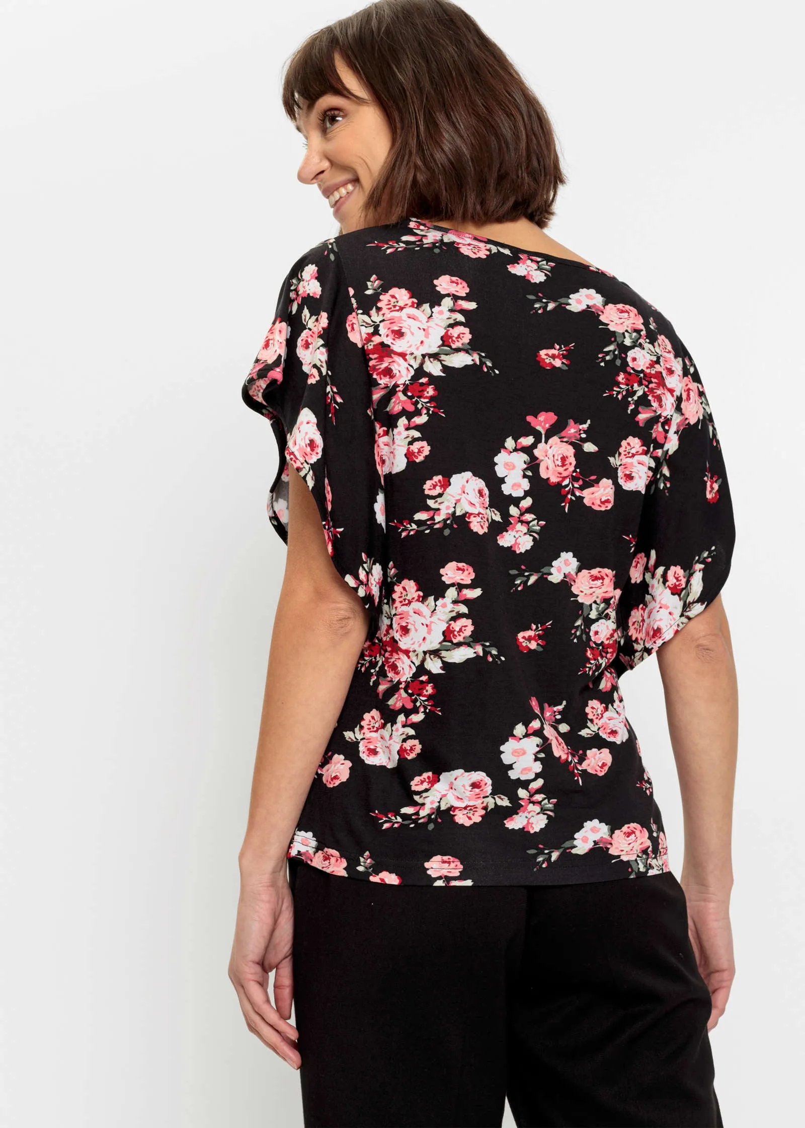 Ruffle Sleeve Floral Top - Black Multi sold by VENUS product image thumbnail 3
