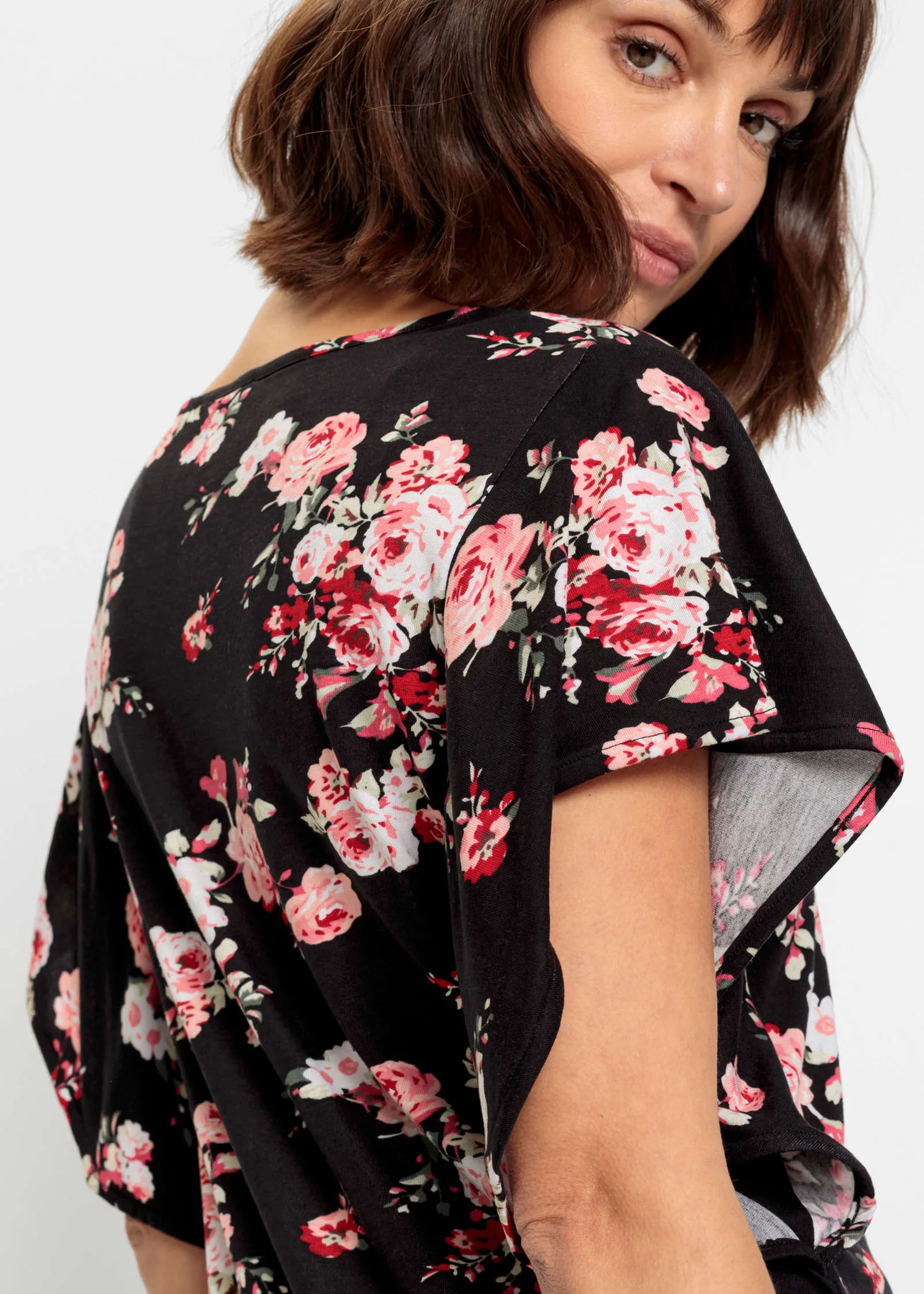 Ruffle Sleeve Floral Top - Black Multi sold by VENUS product image thumbnail 5
