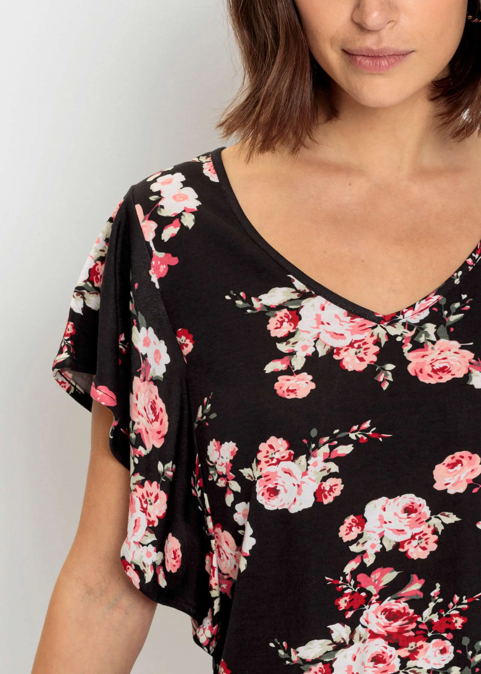 Ruffle Sleeve Floral Top - Black Multi sold by VENUS product image thumbnail 4