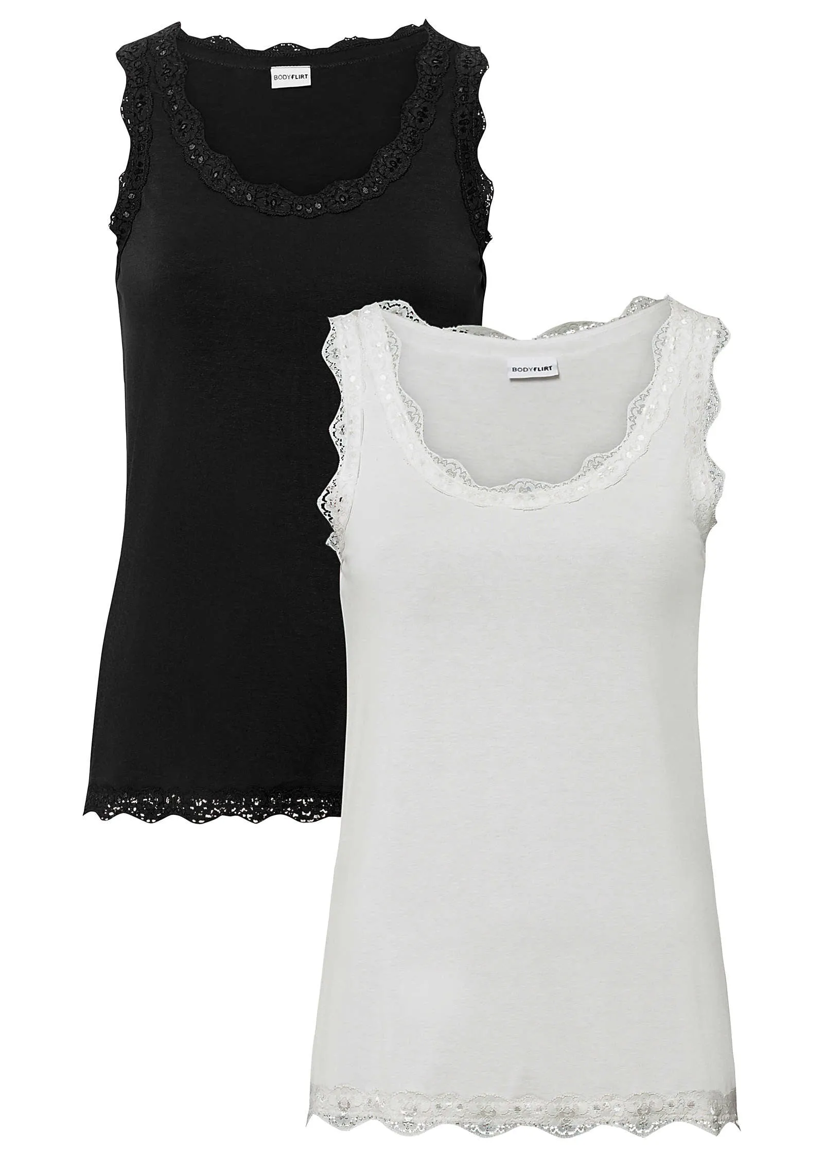 Pack Of 2 Lace Trim Tanks - Black & White sold by VENUS product image thumbnail 5