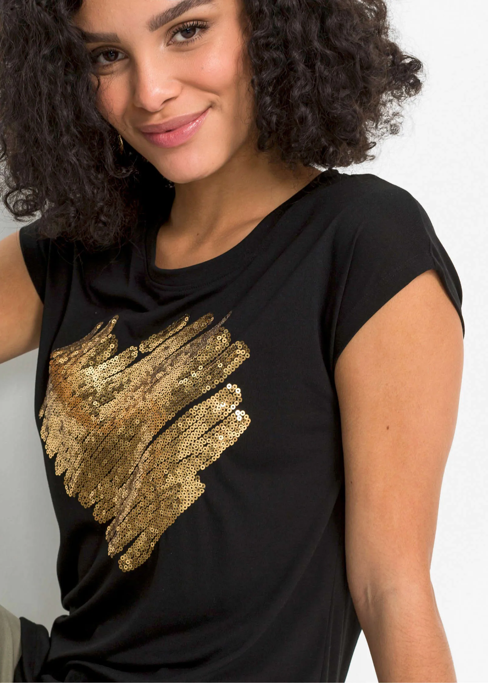 Sequin Heart T-Shirt - Black & Gold sold by VENUS product image thumbnail 4