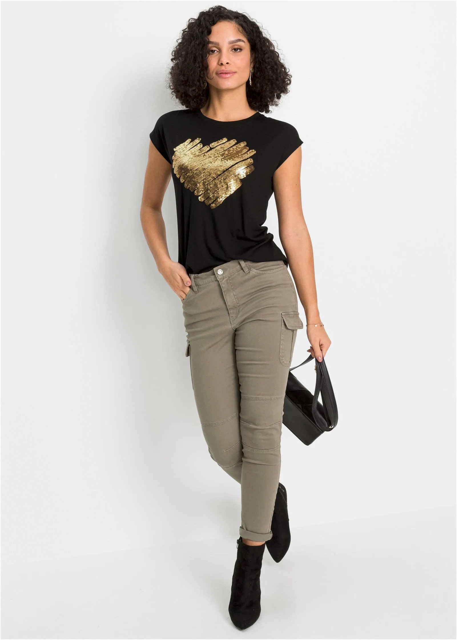 Sequin Heart T-Shirt - Black & Gold sold by VENUS product image thumbnail 2