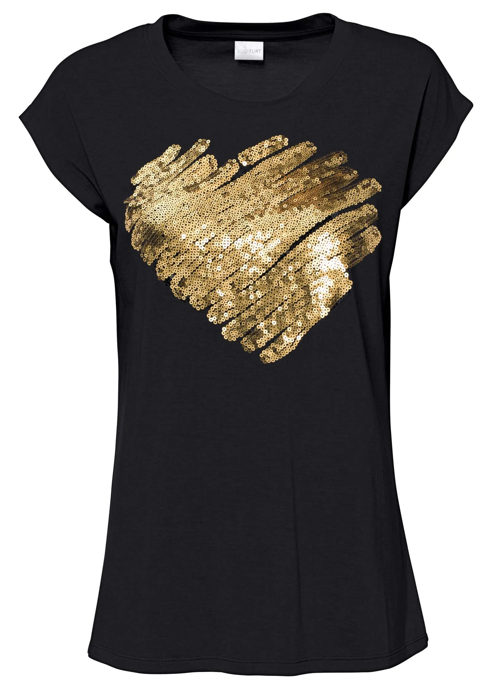 Sequin Heart T-Shirt - Black & Gold sold by VENUS product image thumbnail 5