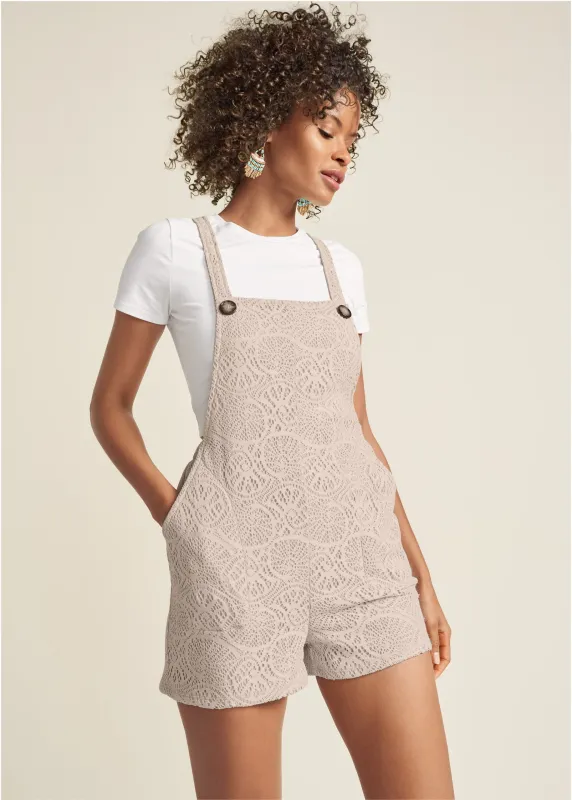 Lace Overalls  - Tan sold by VENUS