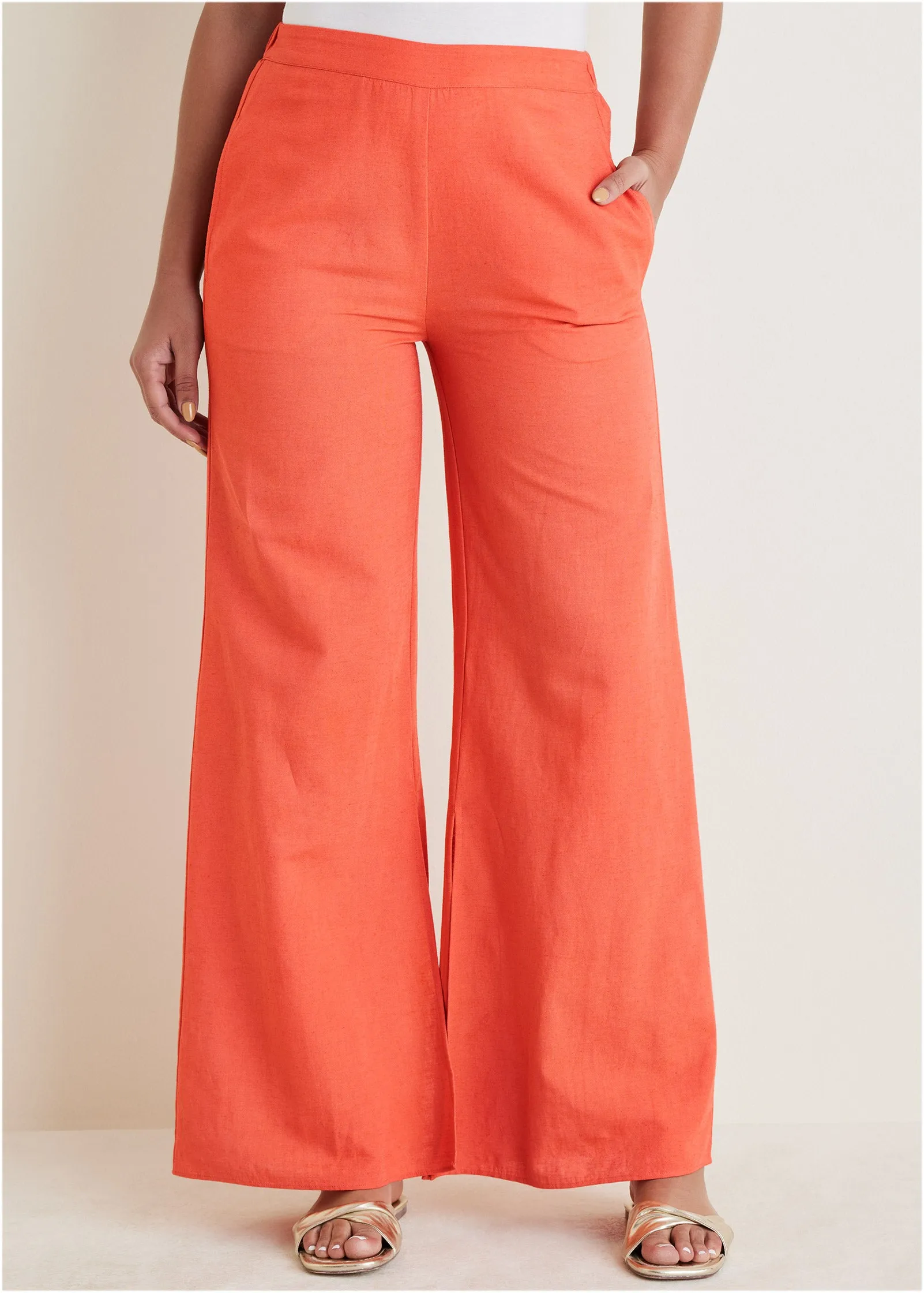 Linen Side Slit Pant - Burnt Orange sold by VENUS product image thumbnail 2