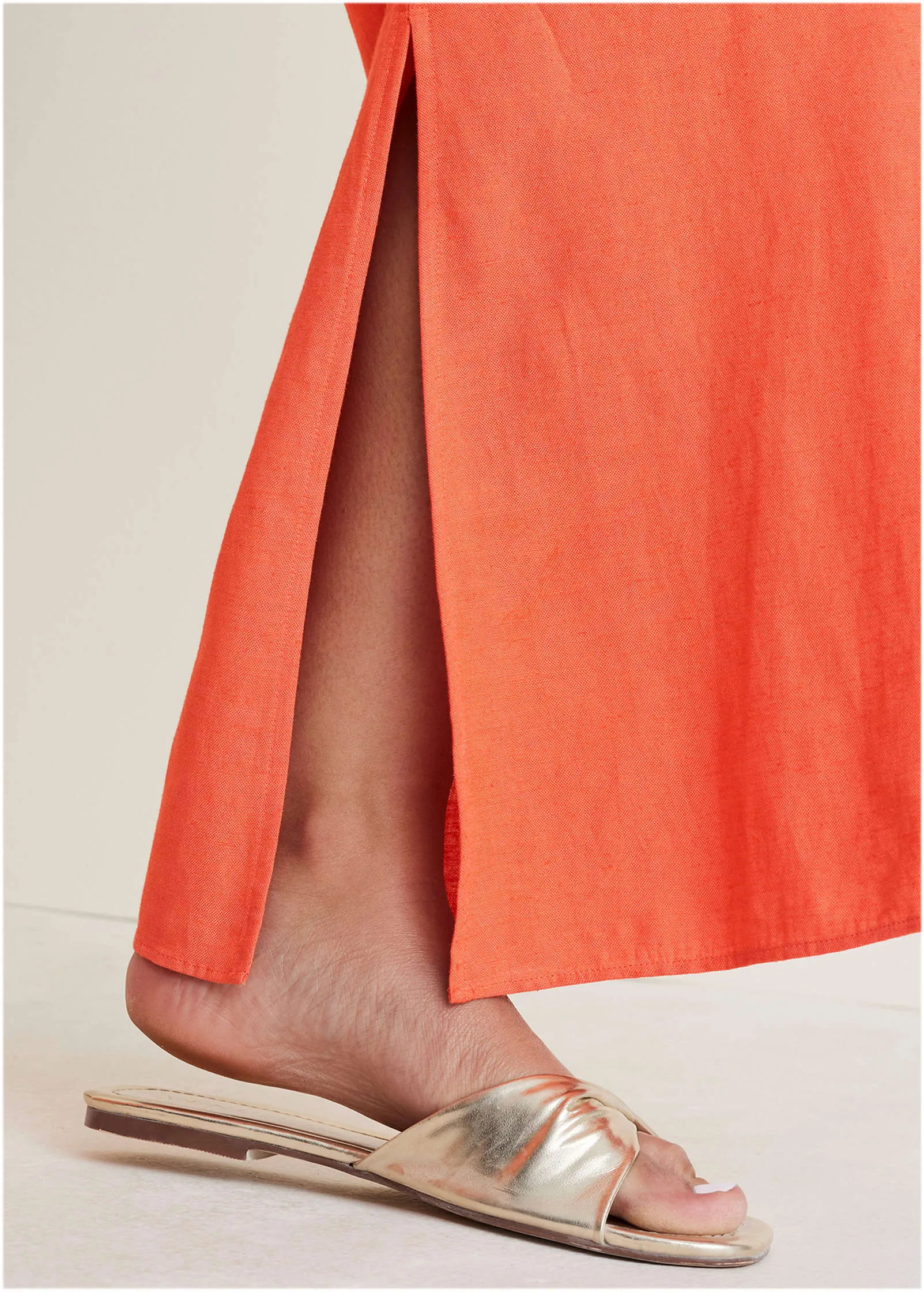 Linen Side Slit Pant - Burnt Orange sold by VENUS product image thumbnail 4