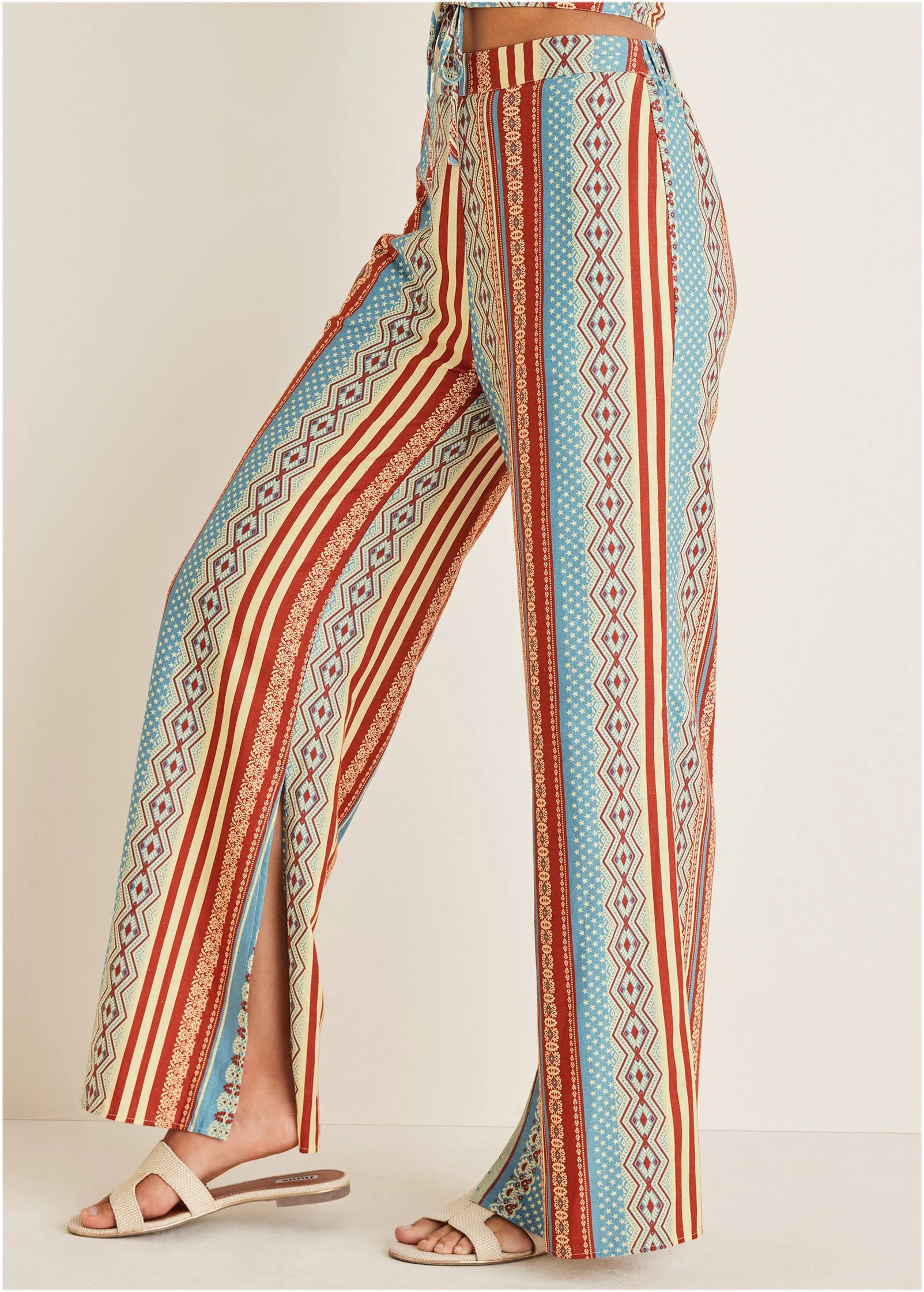 Linen Side Slit Pant - Summer Americana Stripe sold by VENUS product image thumbnail 3