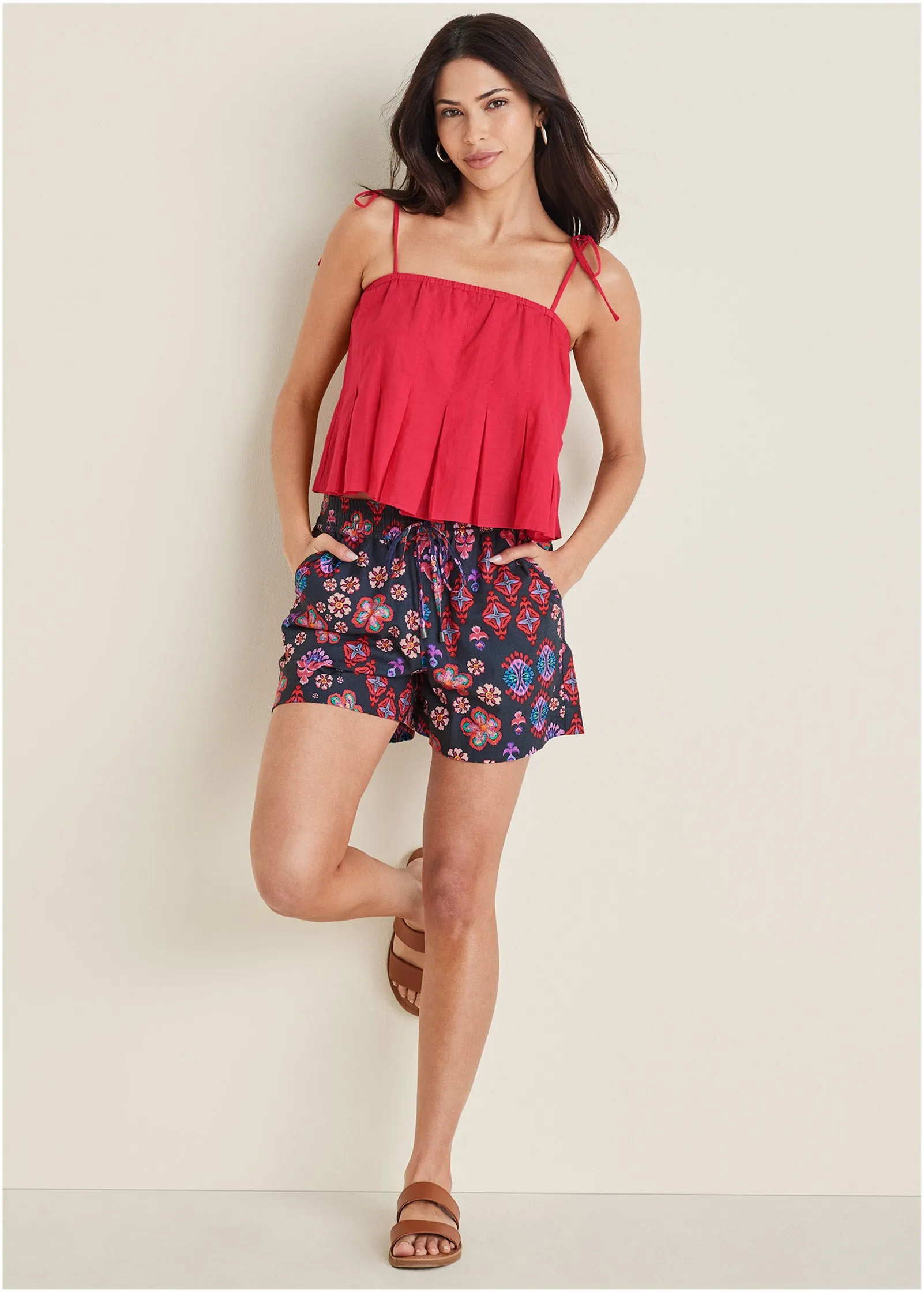 Linen Easy Shorts - Modern Folk Floral sold by VENUS