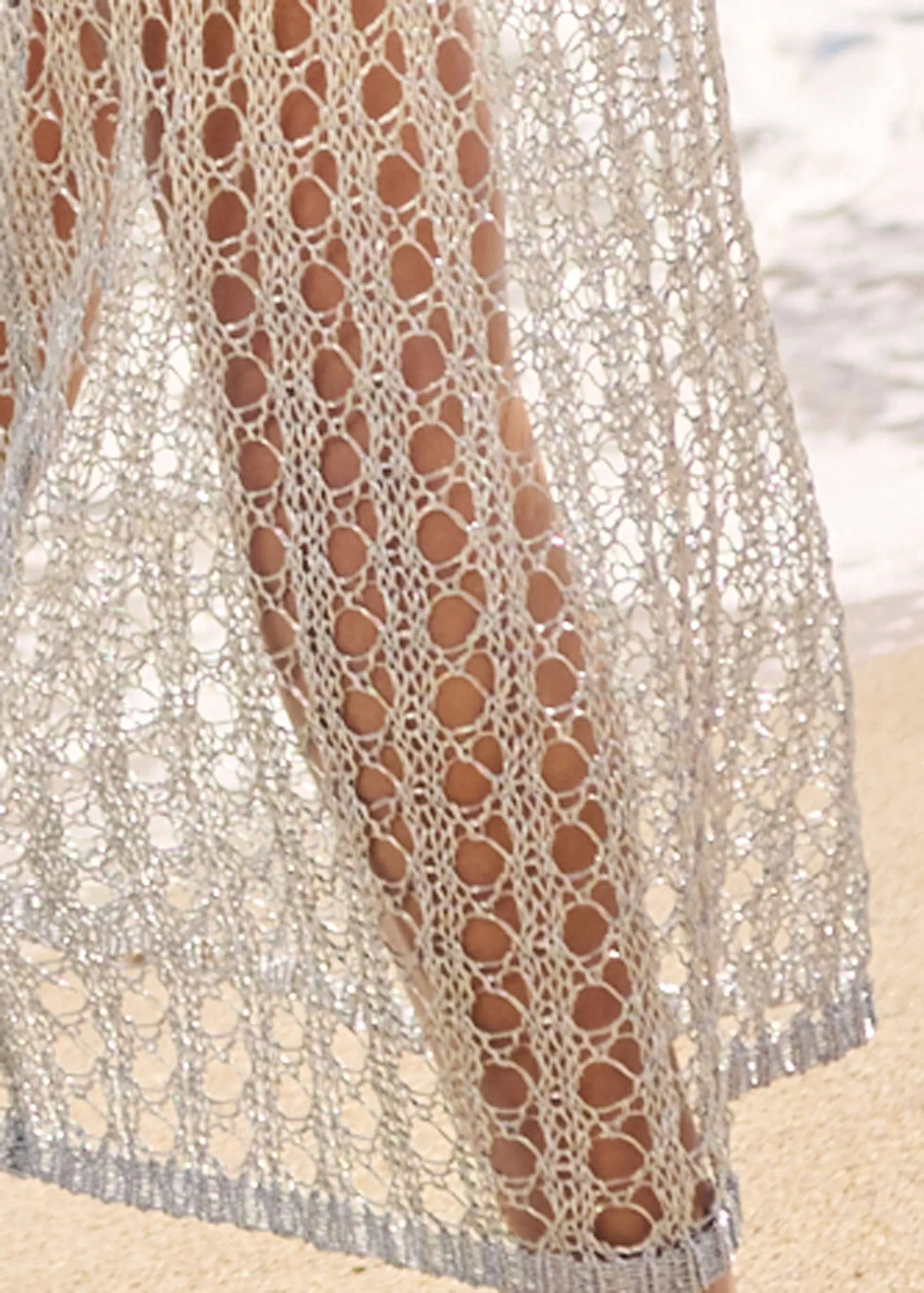 Metallic Crochet Coverup - Glittery Silver sold by VENUS product image thumbnail 4