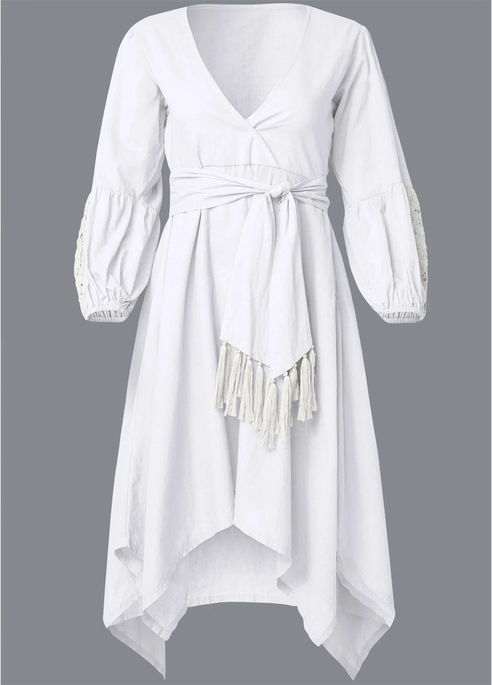 Handkerchief Hem Midi Dress - White sold by VENUS product image thumbnail 5