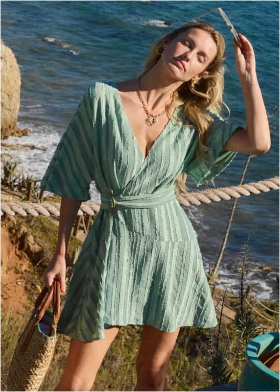Dolman Sleeve Mini Dress - Iceberg Green sold by VENUS
