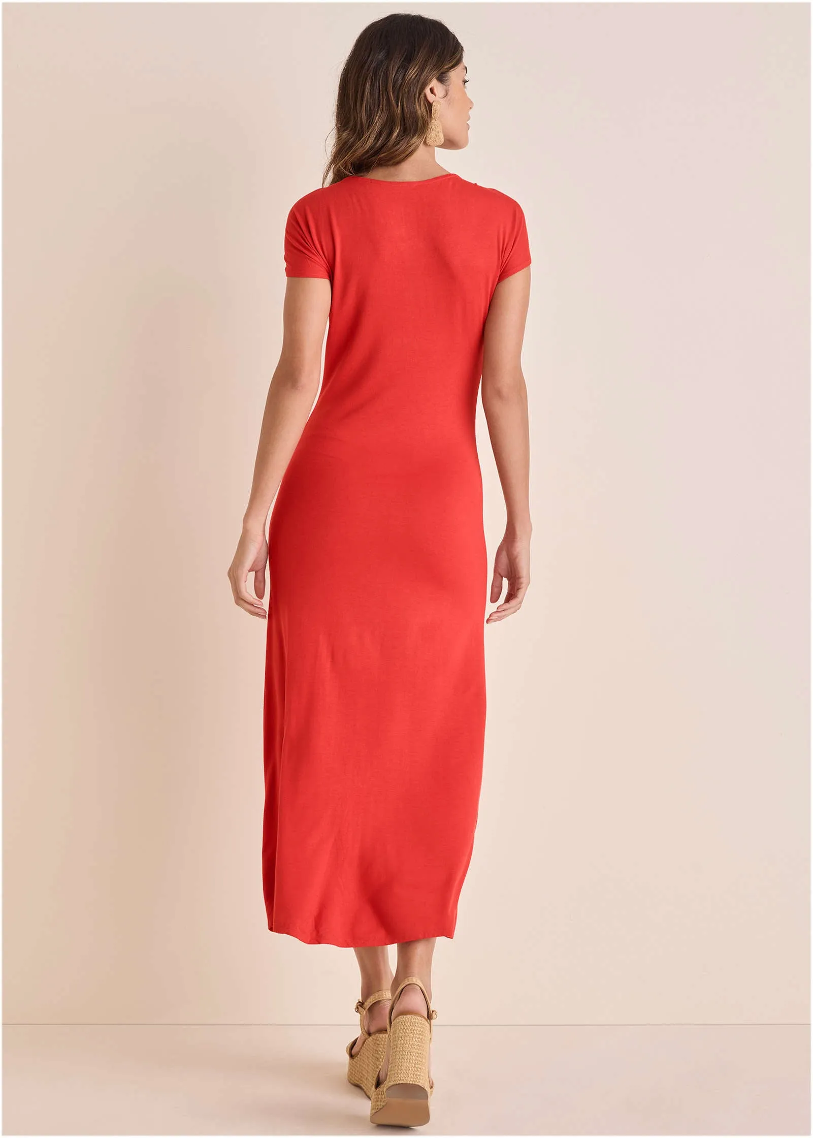 Tie Detail Maxi Dress - Rococco Red sold by VENUS product image thumbnail 3