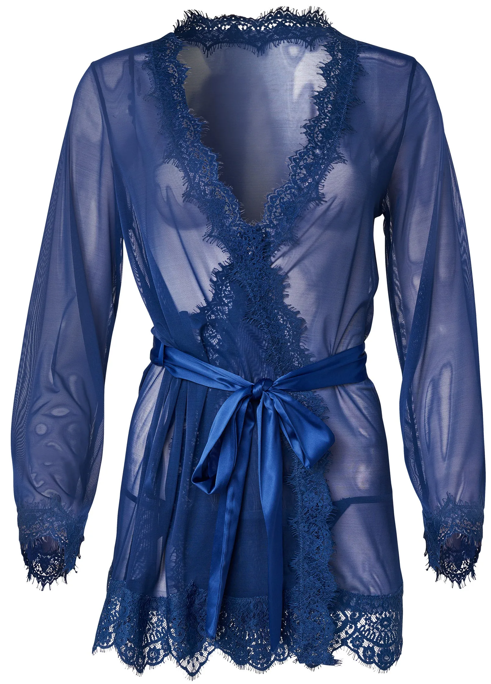 Sheer Robe With Lace Trim - Navy sold by VENUS product image thumbnail 3