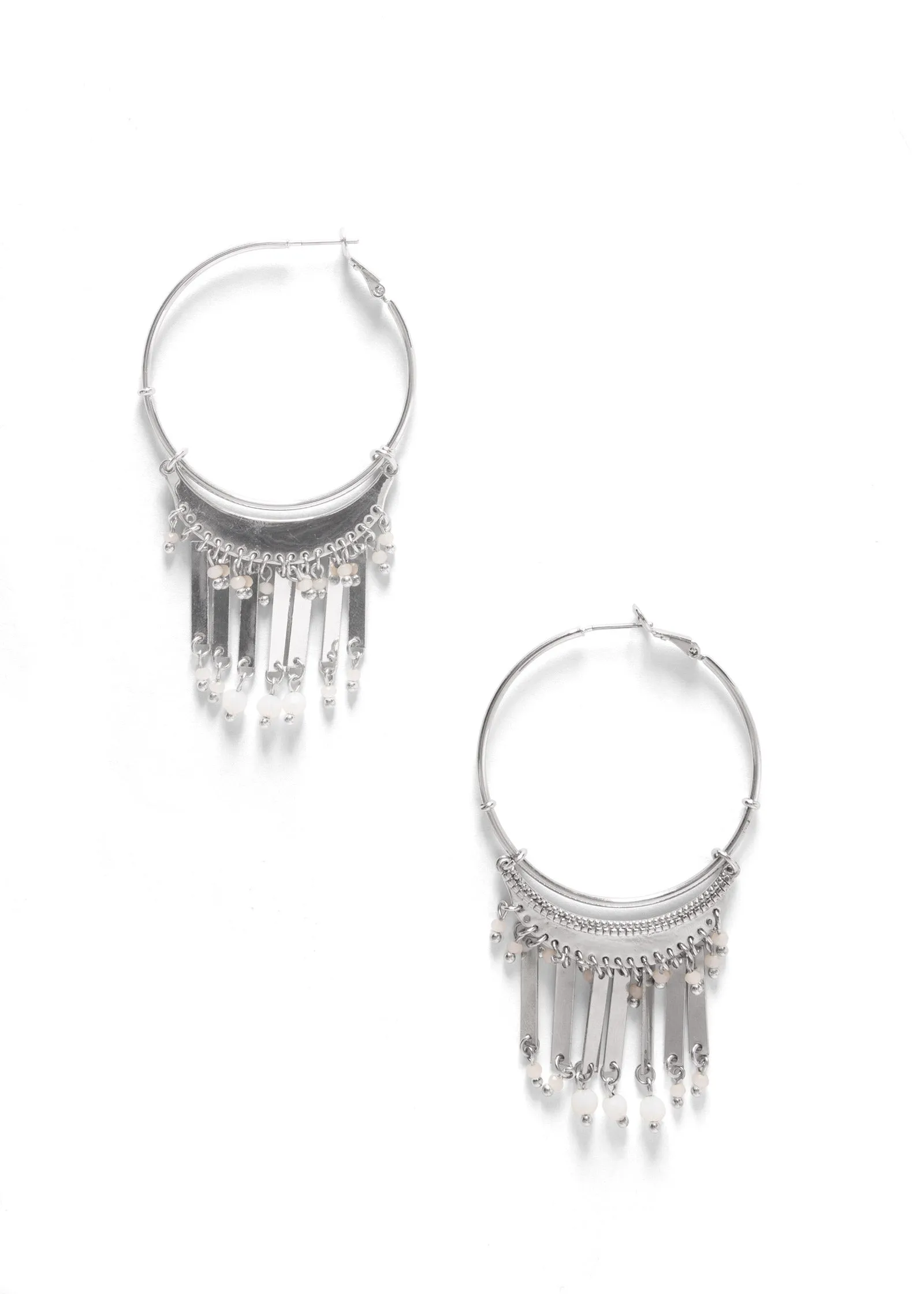 Tassel Hoop Earrings - Silver sold by VENUS
