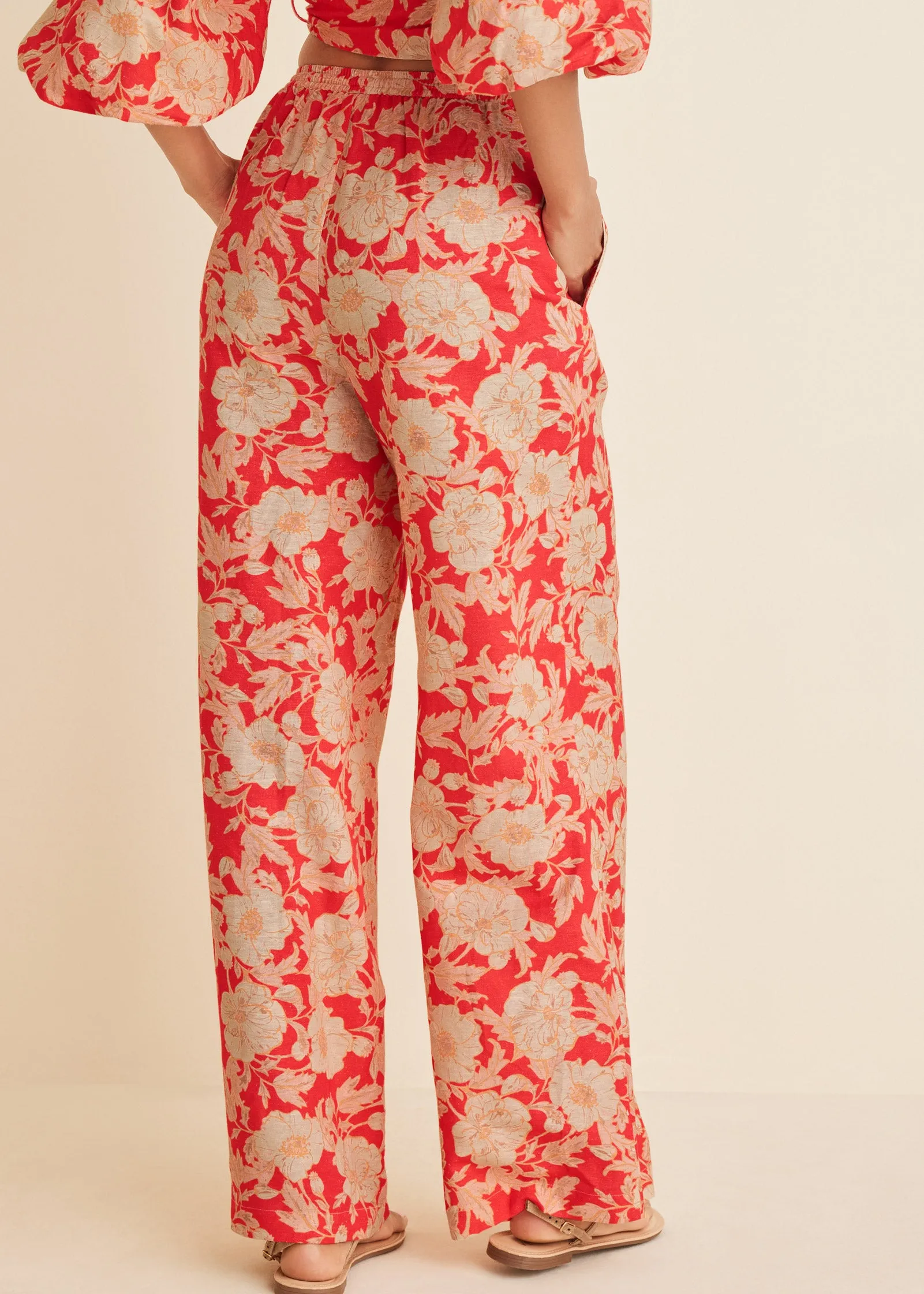 Linen Wide Leg Pants - Venetian Floral sold by VENUS product image thumbnail 3