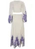 Printed Linen Two-Piece Set - Purple Paisley Border sold by VENUS