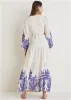 Printed Linen Two-Piece Set - Purple Paisley Border sold by VENUS