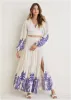 Printed Linen Two-Piece Set - Purple Paisley Border sold by VENUS