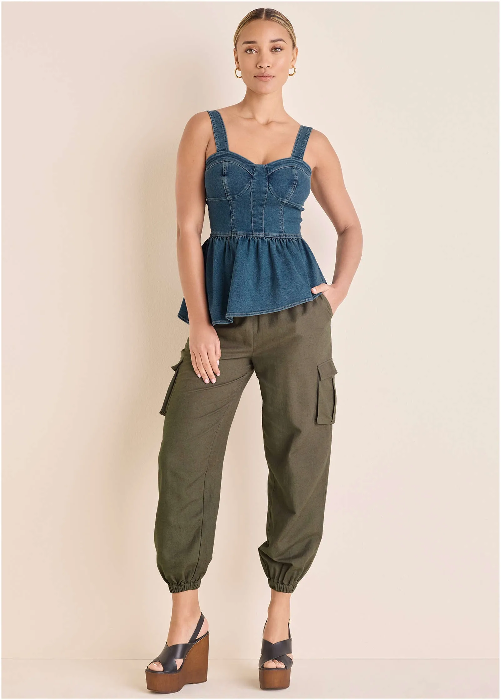 Linen Cargo Jogger - Brown sold by VENUS product image thumbnail 2