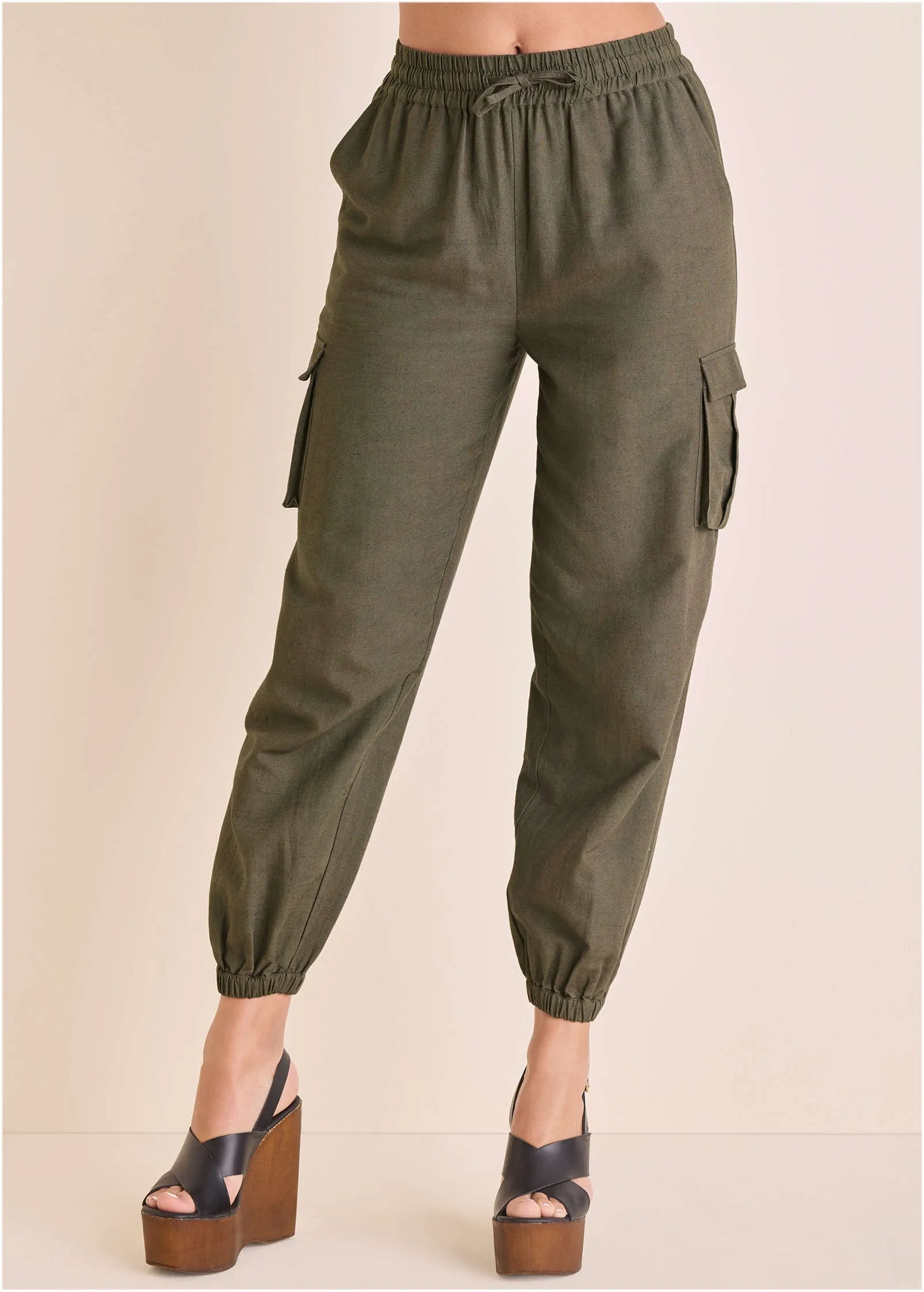 Linen Cargo Jogger - Brown sold by VENUS product image thumbnail 3