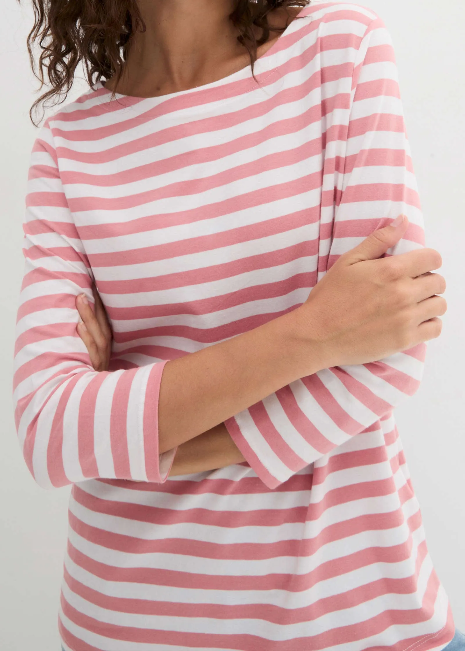 Boat Neck Striped Top - Pale Pink & White sold by VENUS product image thumbnail 4