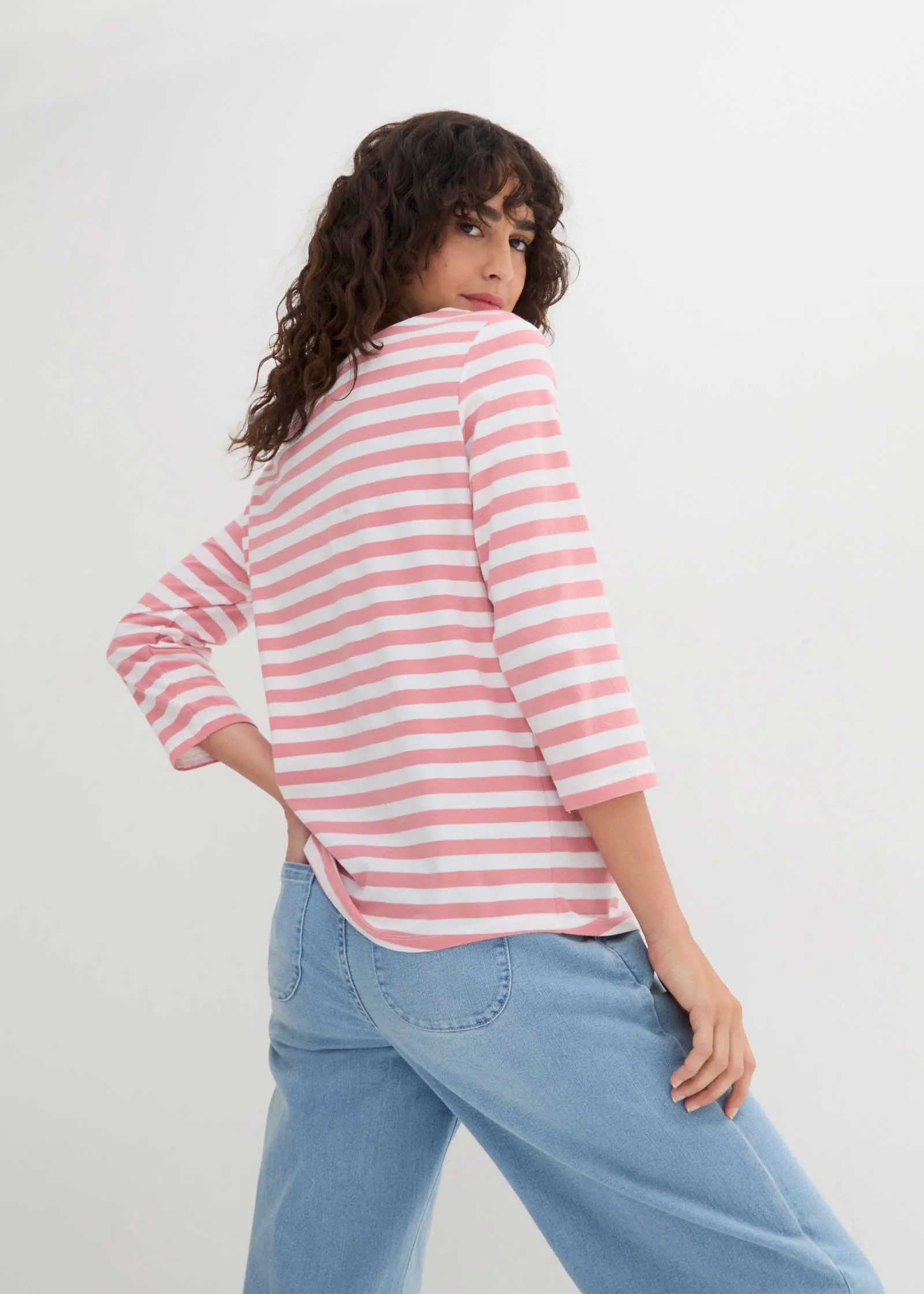 Boat Neck Striped Top - Pale Pink & White sold by VENUS product image thumbnail 3