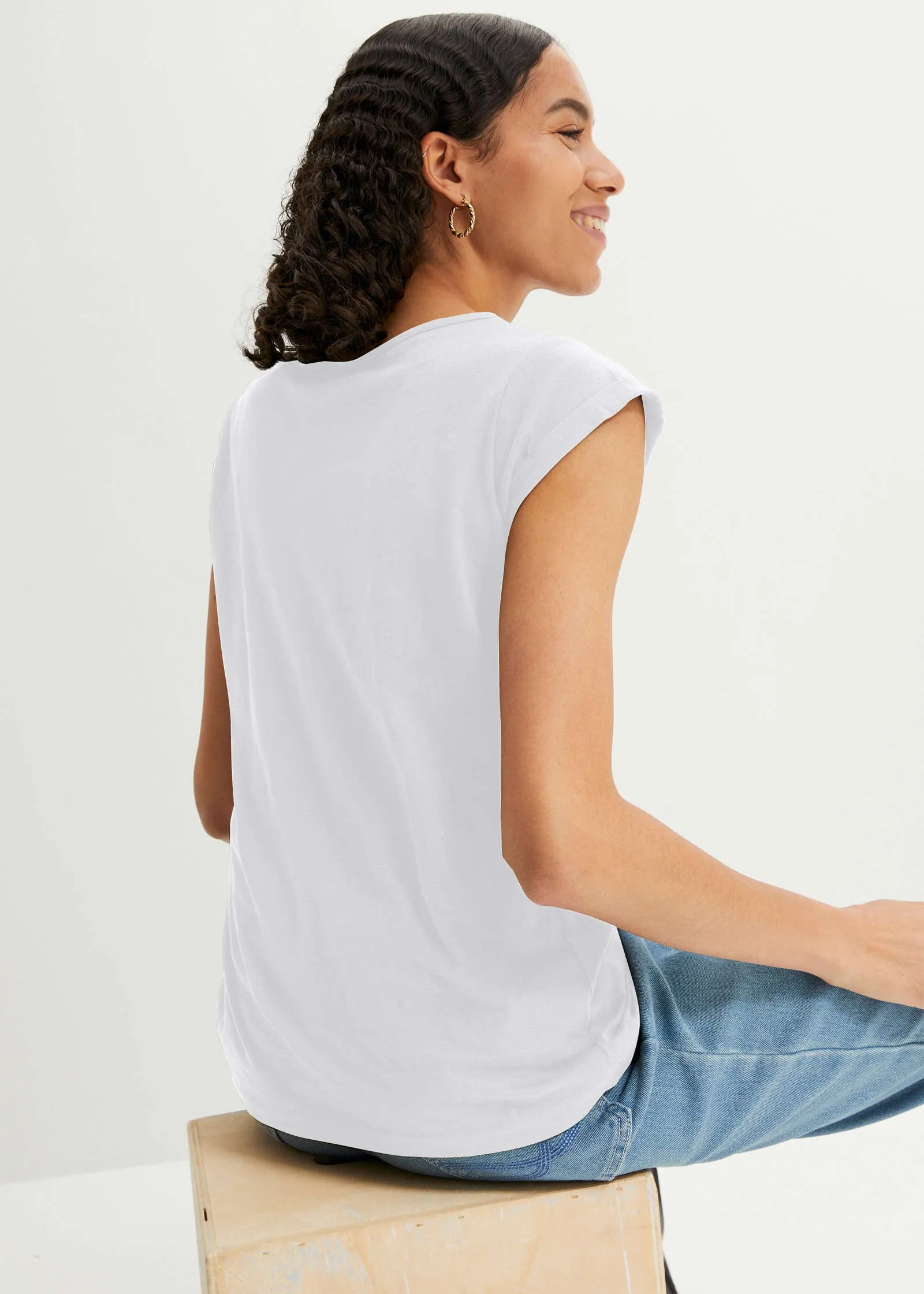 Short Sleeve Boxy Top - White sold by VENUS product image thumbnail 3