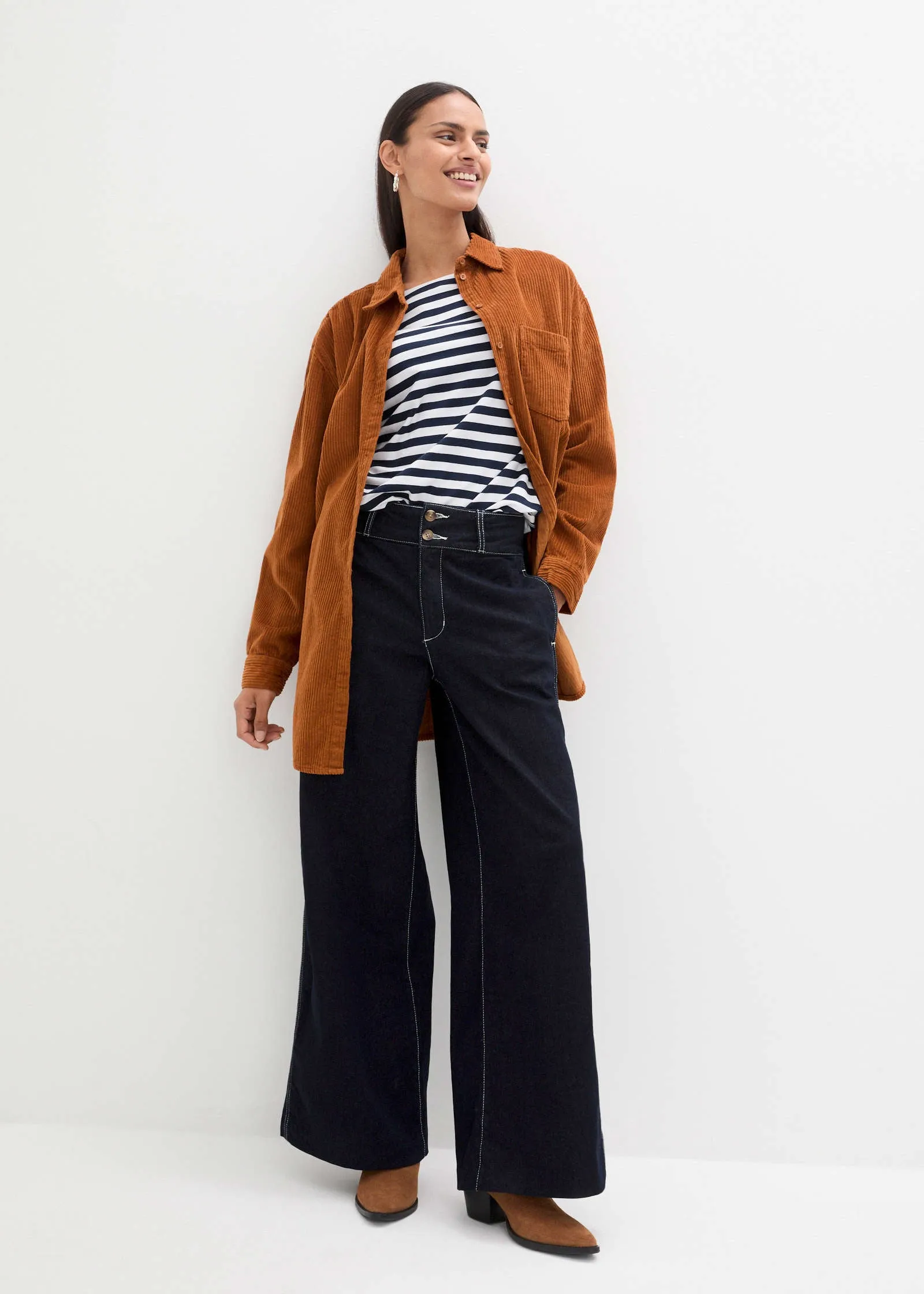 Boat Neck Striped Top - White & Navy Stripe sold by VENUS product image thumbnail 2