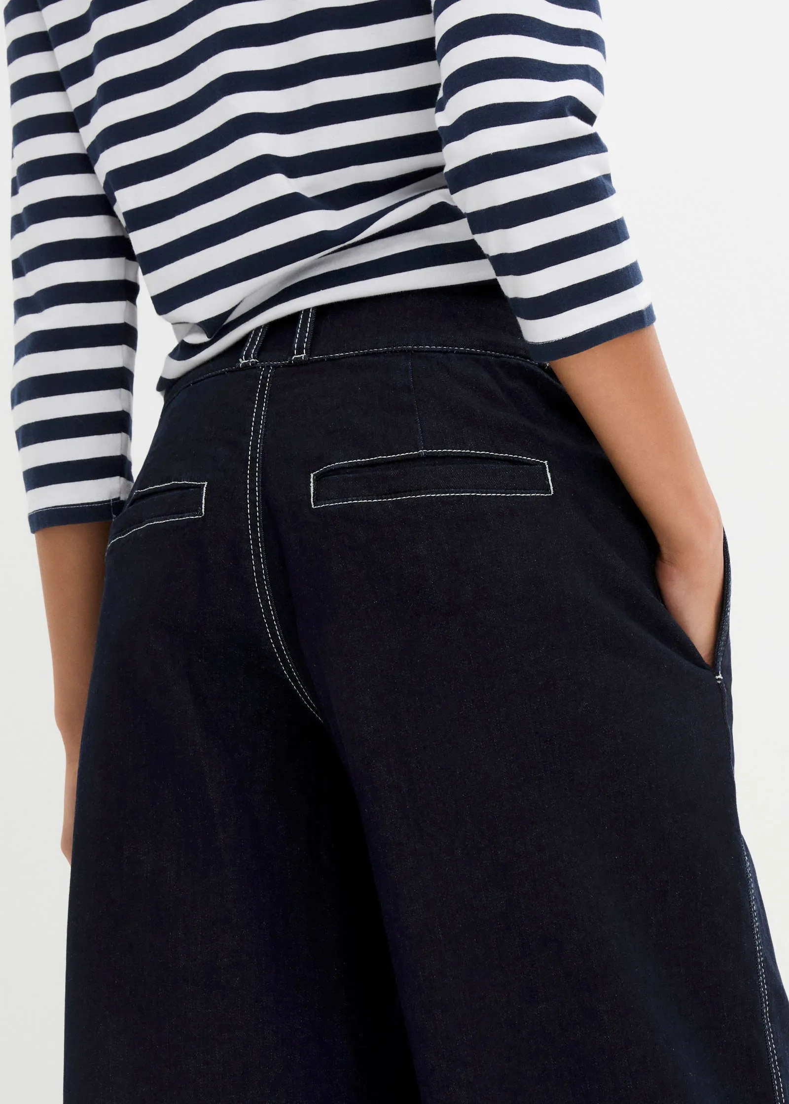 Boat Neck Striped Top - White & Navy Stripe sold by VENUS product image thumbnail 4