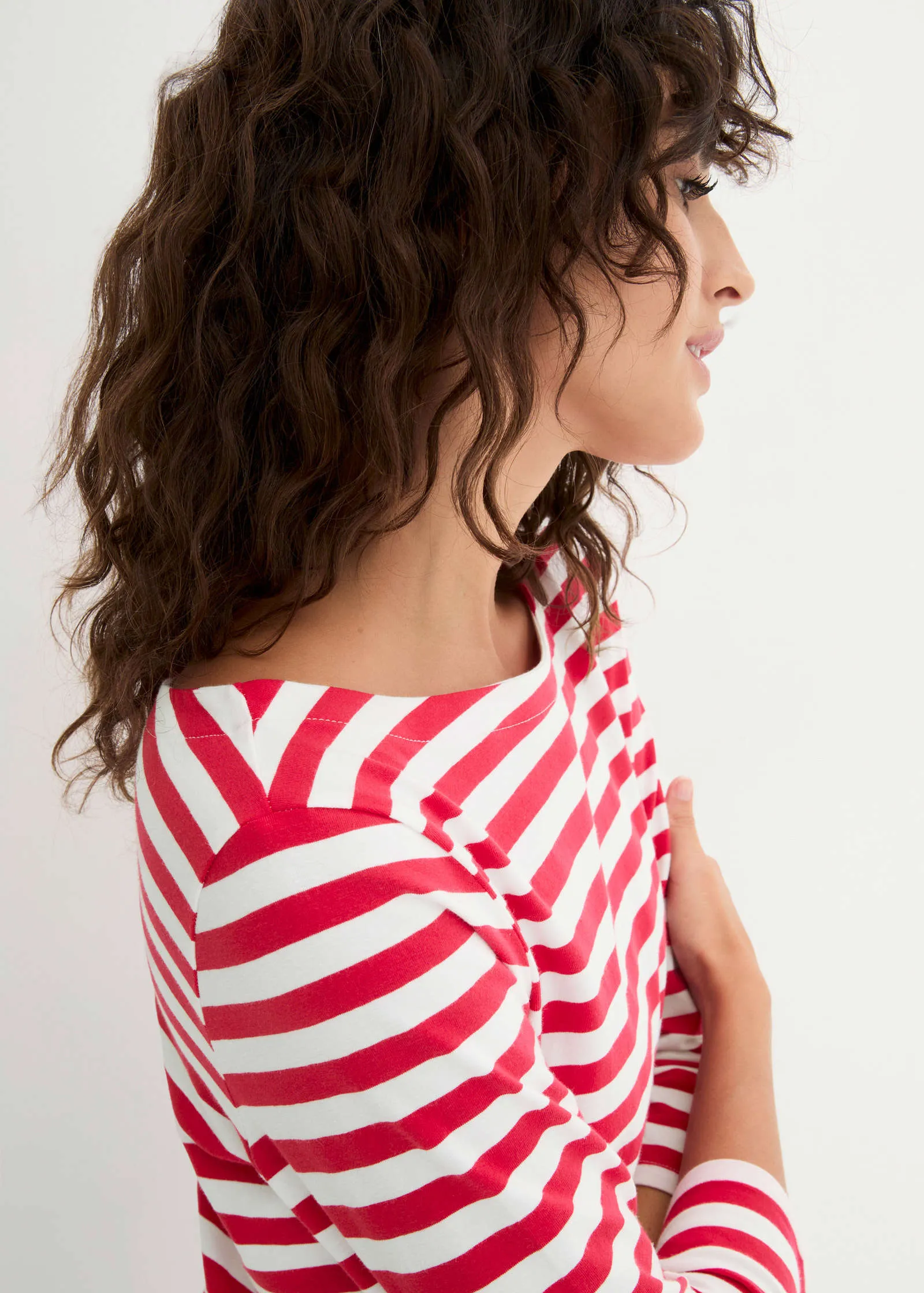 Boat Neck Striped Top - Red & White Stripe sold by VENUS product image thumbnail 4