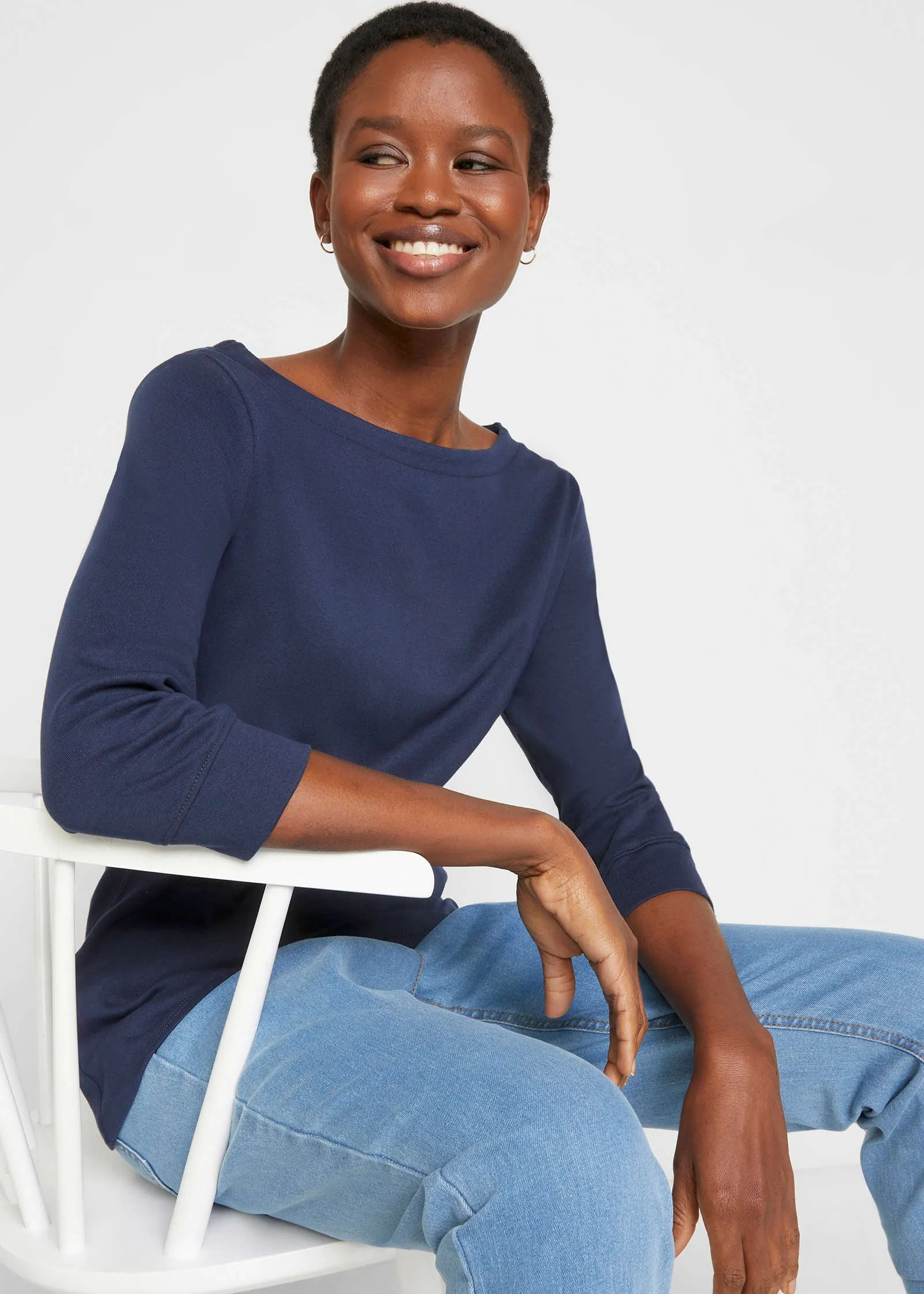 Boat Neck Top - Dark Blue sold by VENUS