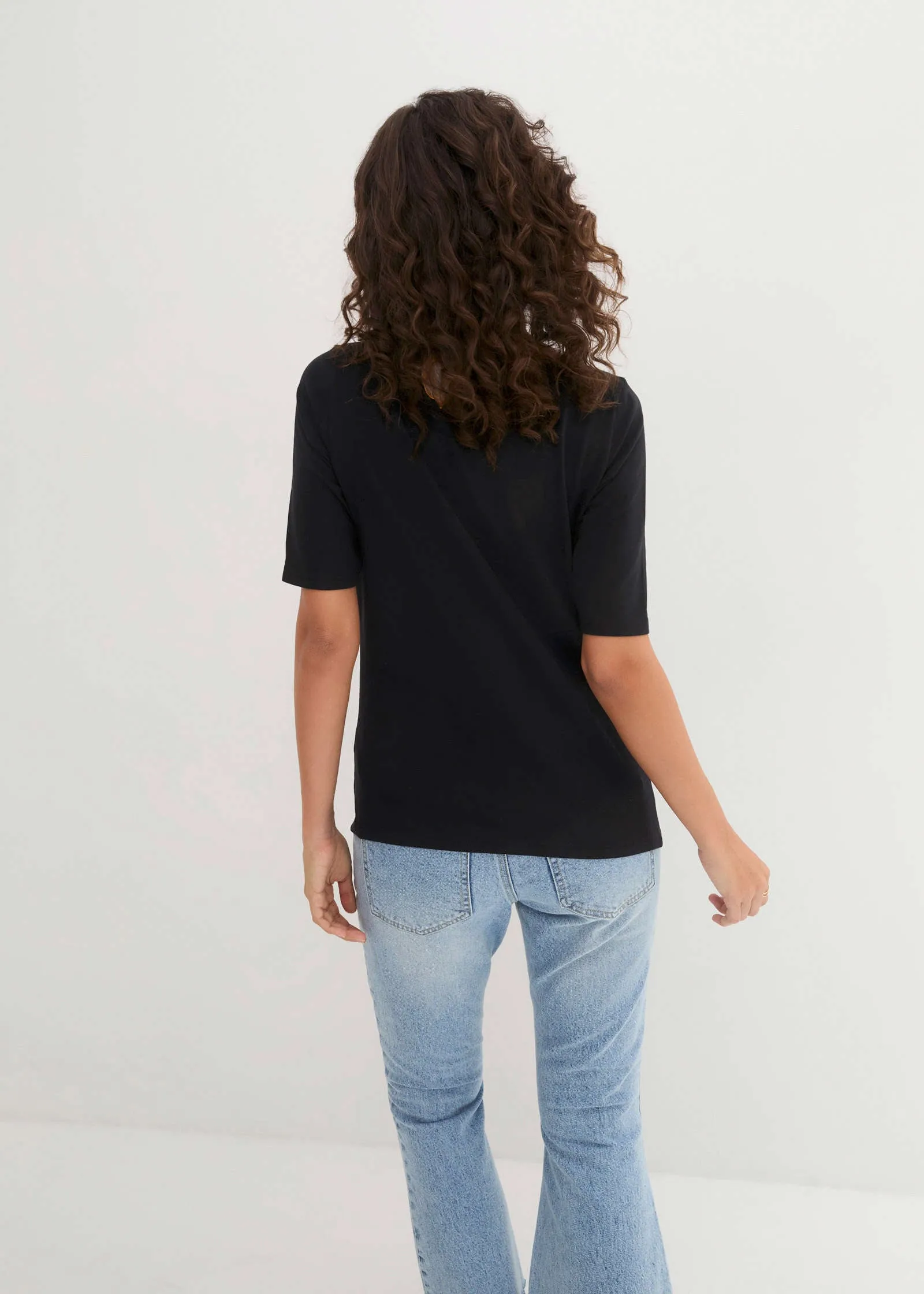 Boat Neck Short Sleeve Top - Black sold by VENUS product image thumbnail 3