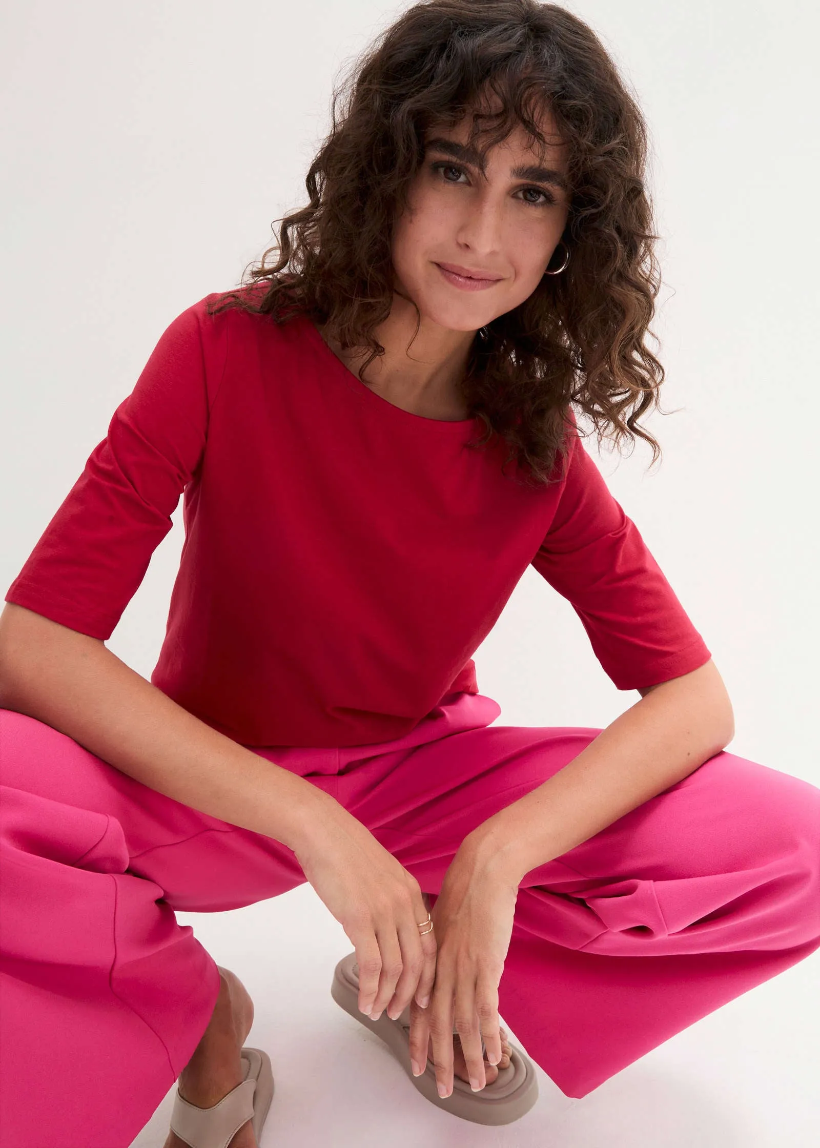 Boat Neck Short Sleeve Top - Red sold by VENUS