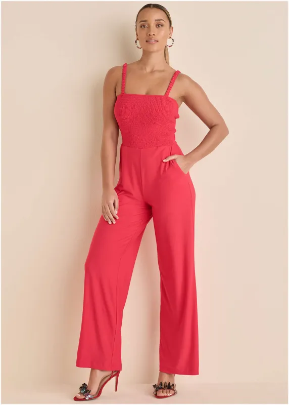 Strapless Smocked Jumpsuit - Azalea sold by VENUS