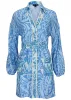 Belted Mini Shirt Dress - Blue Allover Spring Paisley sold by VENUS