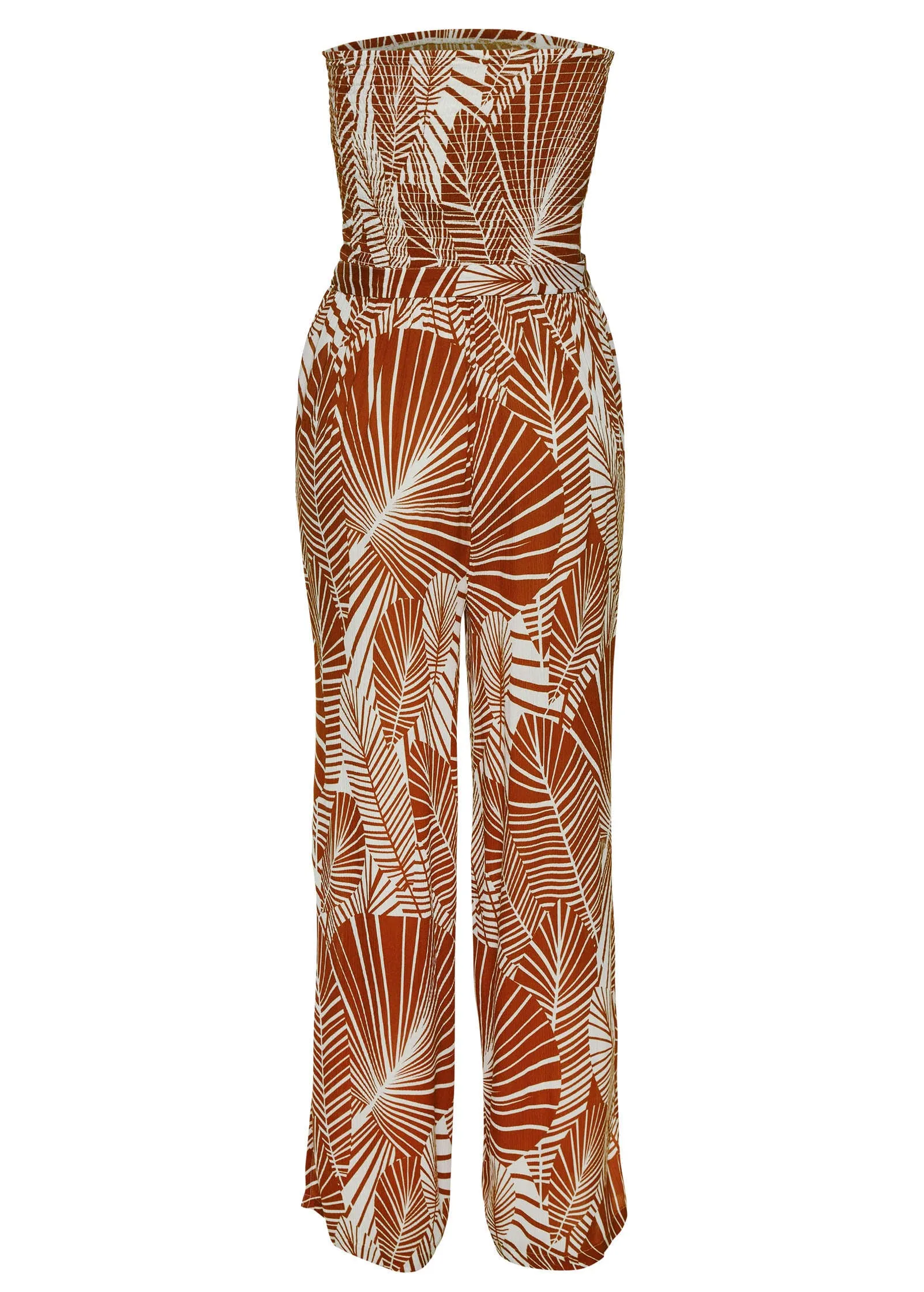 Strapless Wideleg Jumpsuit - Off White & Terracotta sold by VENUS product image thumbnail 3