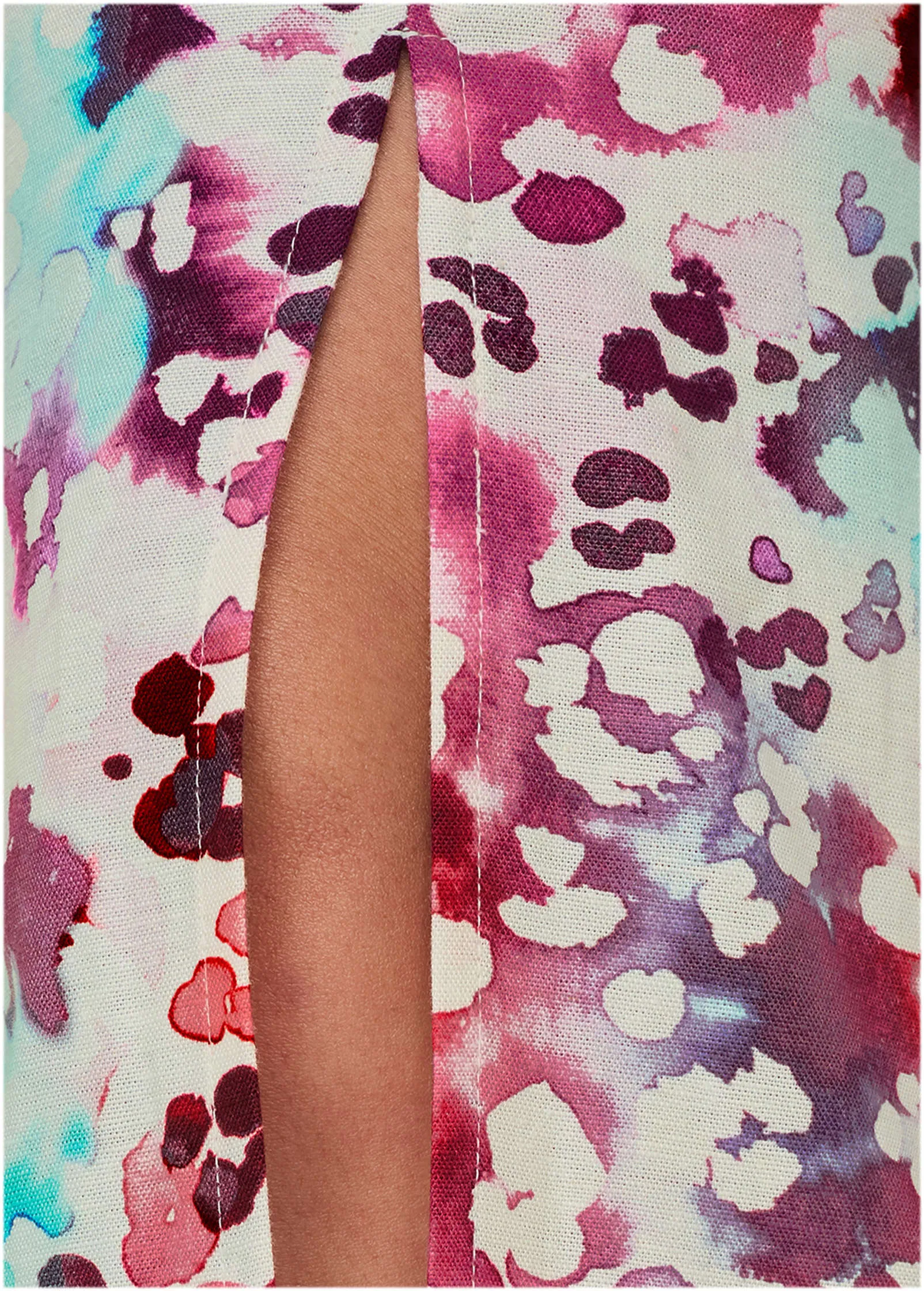 Linen Front Slit Jumpsuit - Gouache Leopard Multi sold by VENUS product image thumbnail 3