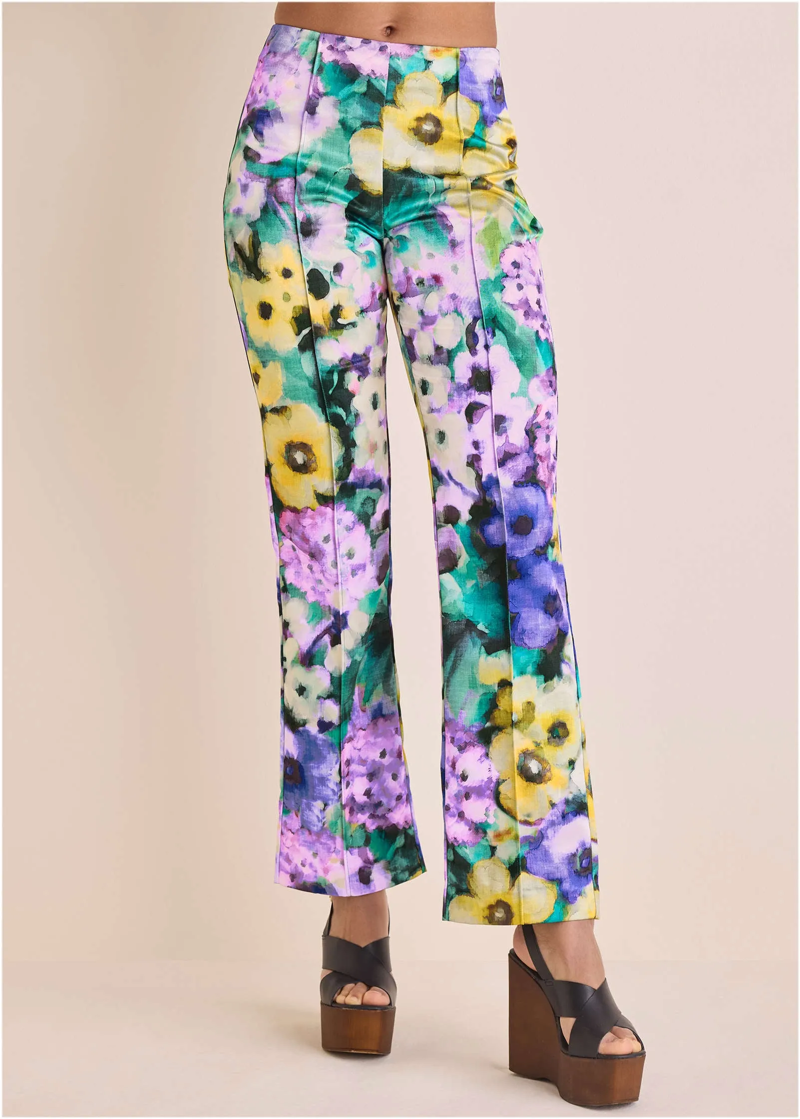 Satin Flare Pant - Monet's Garden sold by VENUS product image thumbnail 2